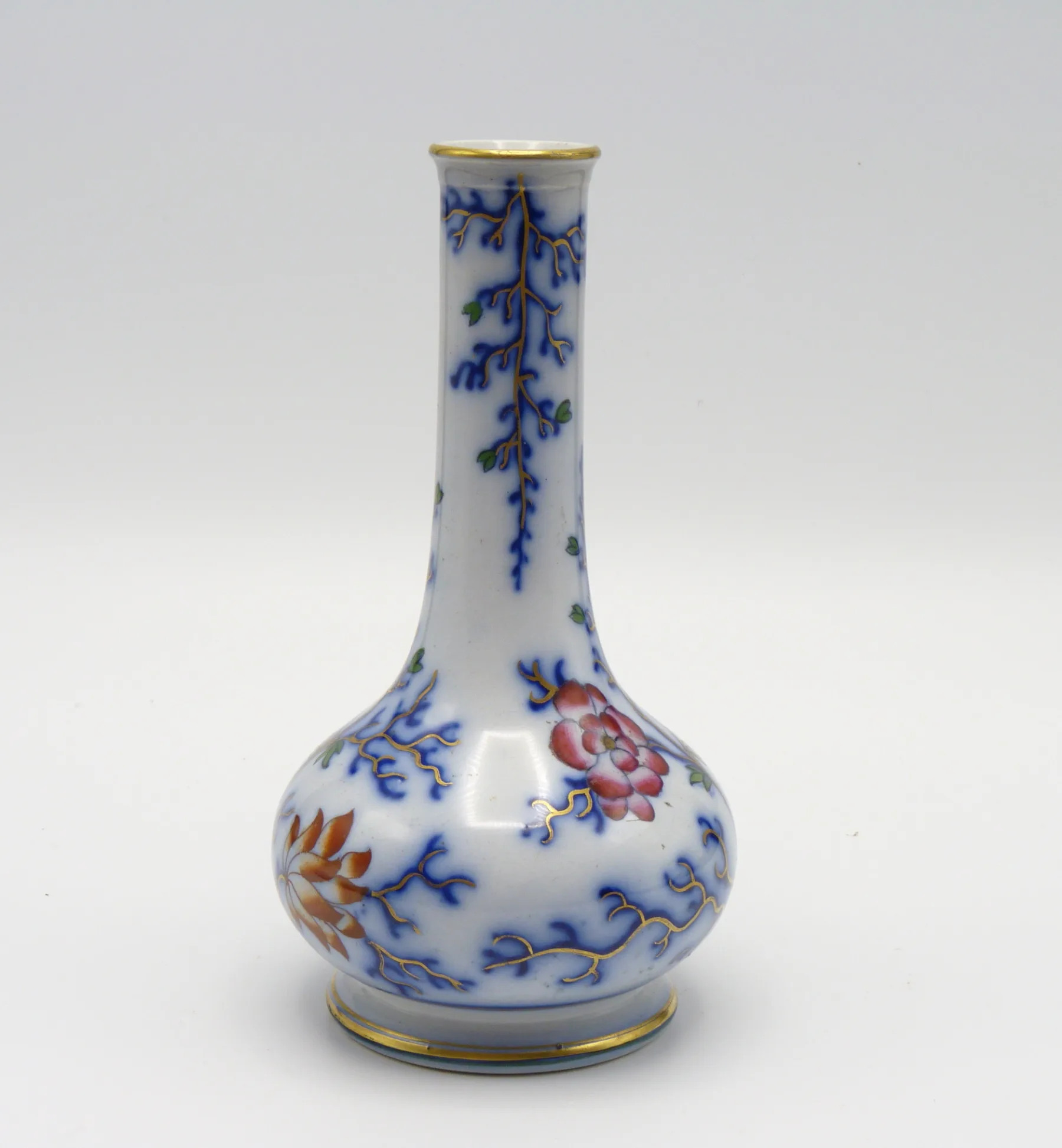 Flow Blue Polychrome Barbers Bottle / Sauce Bottle - Image 6