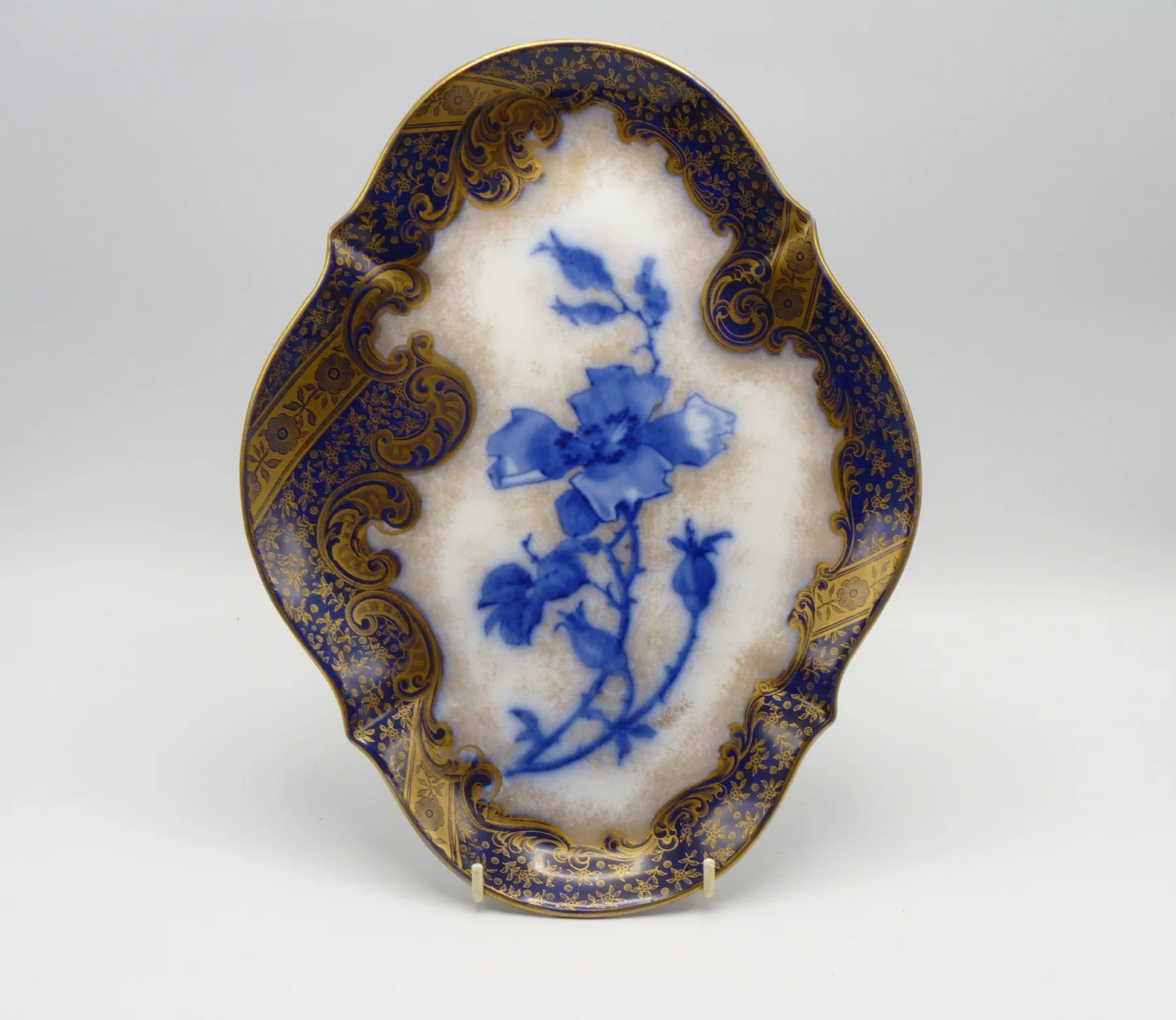 Doulton Flow Blue Briar Rose Shaped Plaque / Tray