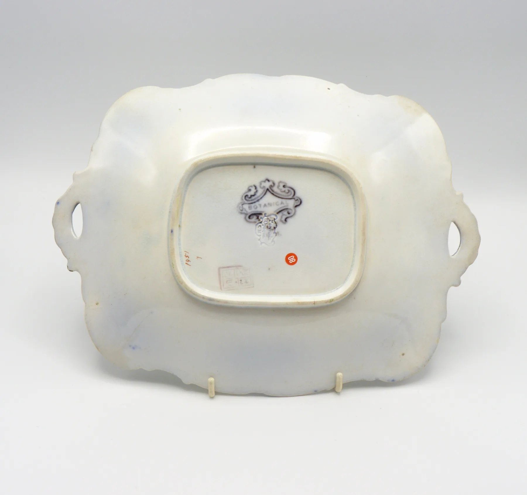 Flow Blue Green Ground Patterning - Handled Dish - Unusual - Image 9