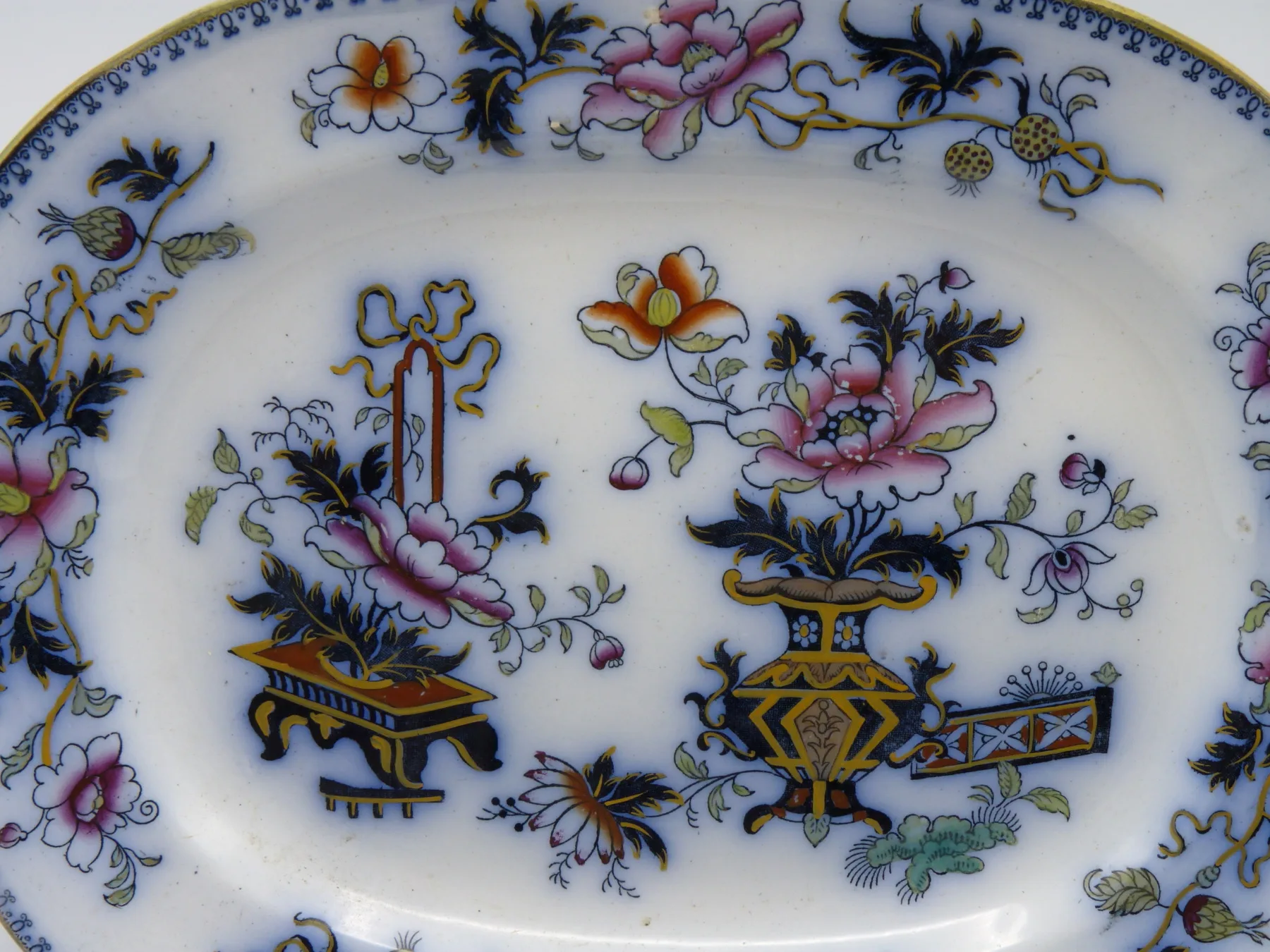 Flow Blue Polychrome Small Platter - 1845 - Image 2