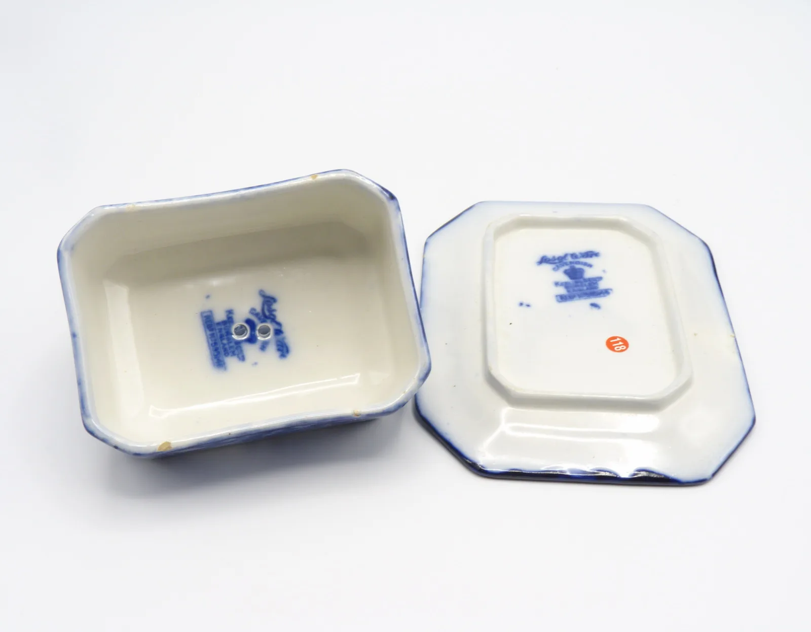 Flow Blue "Cavendish" Butter Dish - Image 4