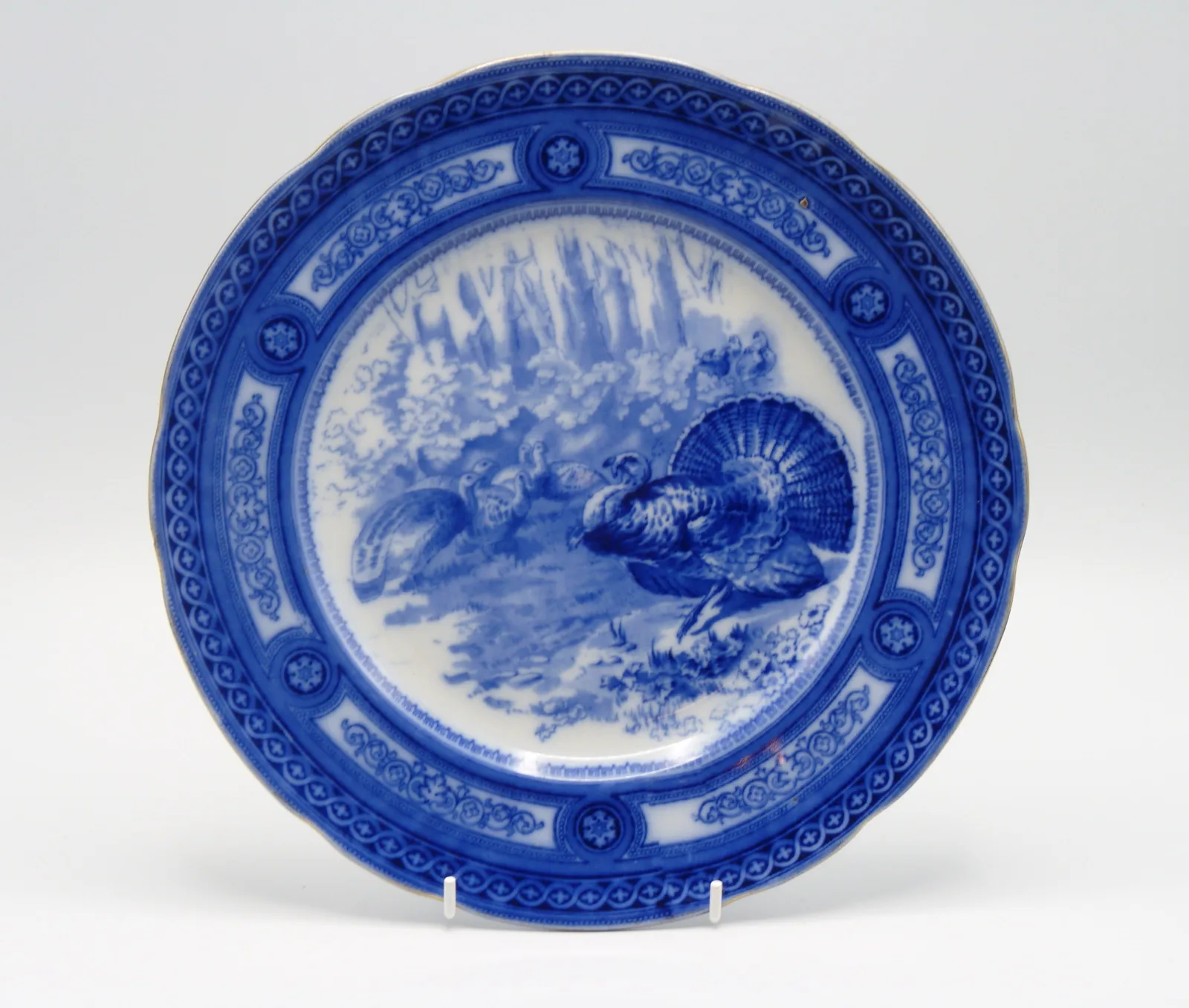 Flow Blue Doulton Turkey Plate