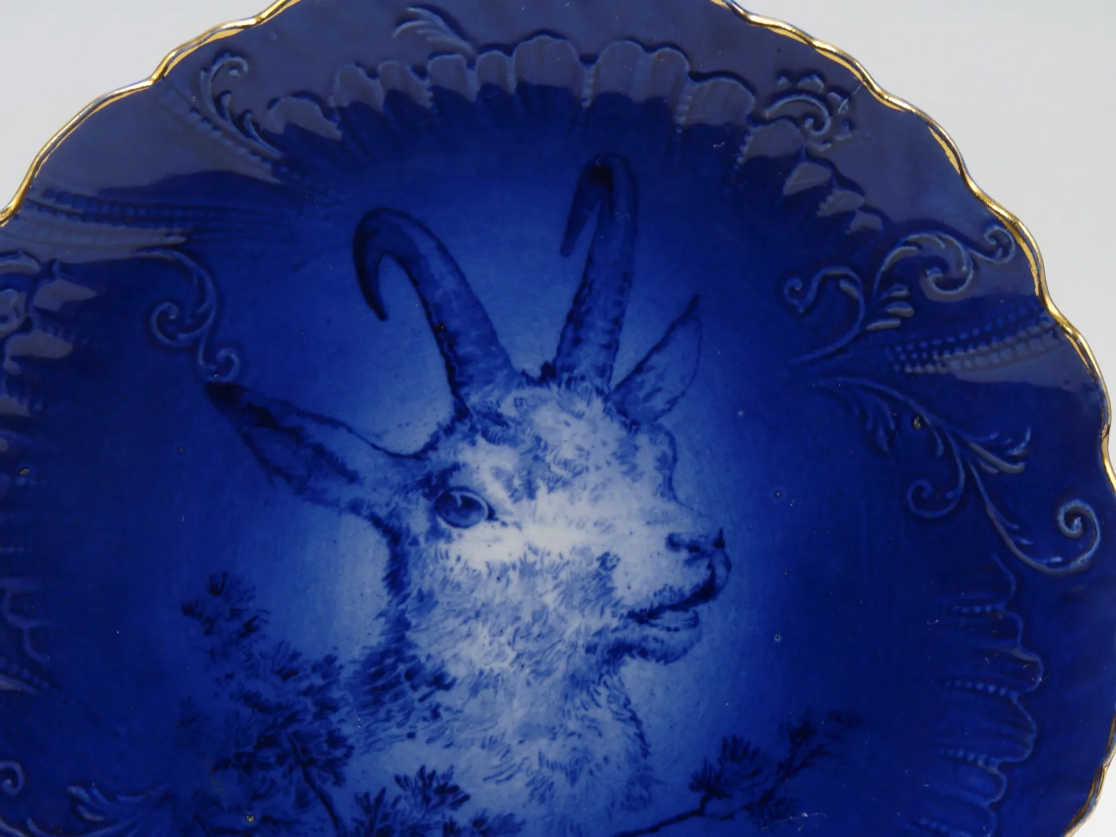 Flow Blue Wall Plate - "Goat" - Image 2