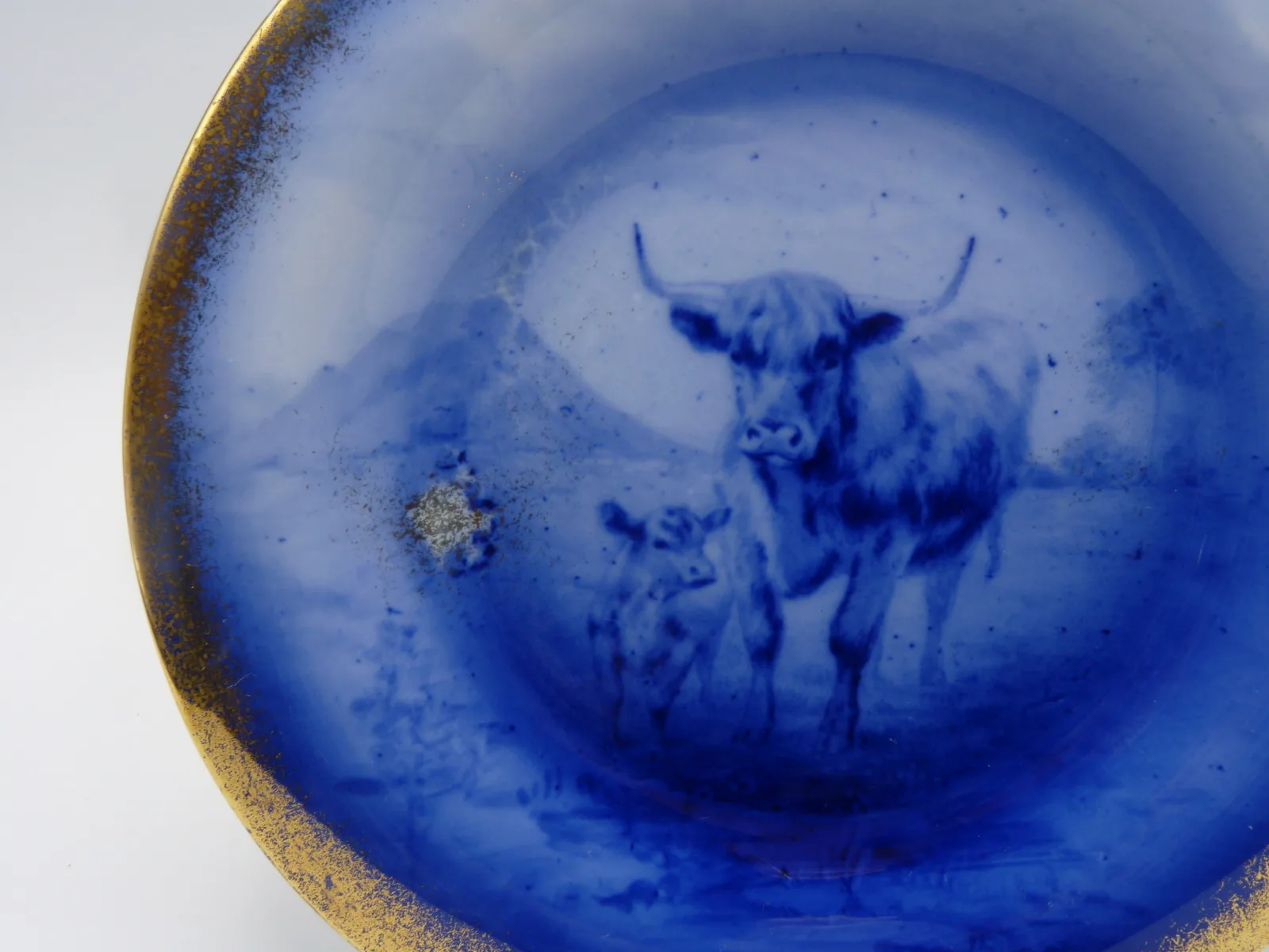 Flow Blue "Long Horn Cattle" Plate - Image 2