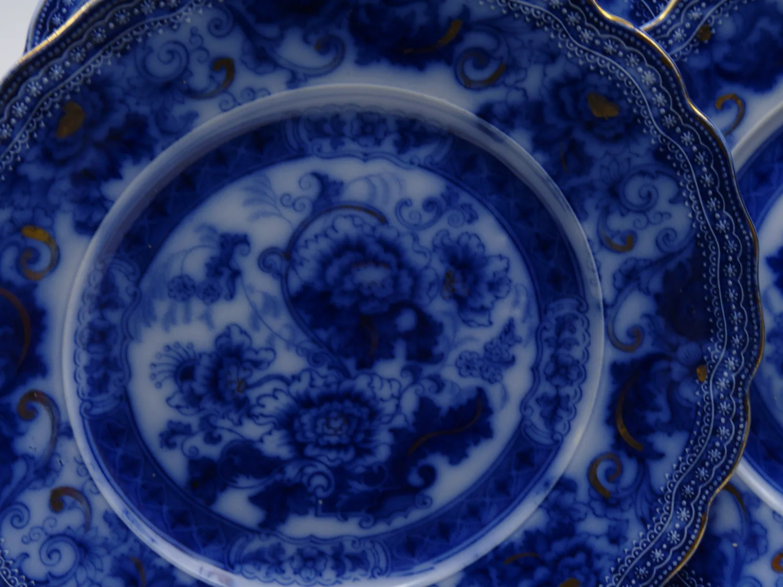 4 Flow Blue Plates "Verona" by Wood & Son - Image 2