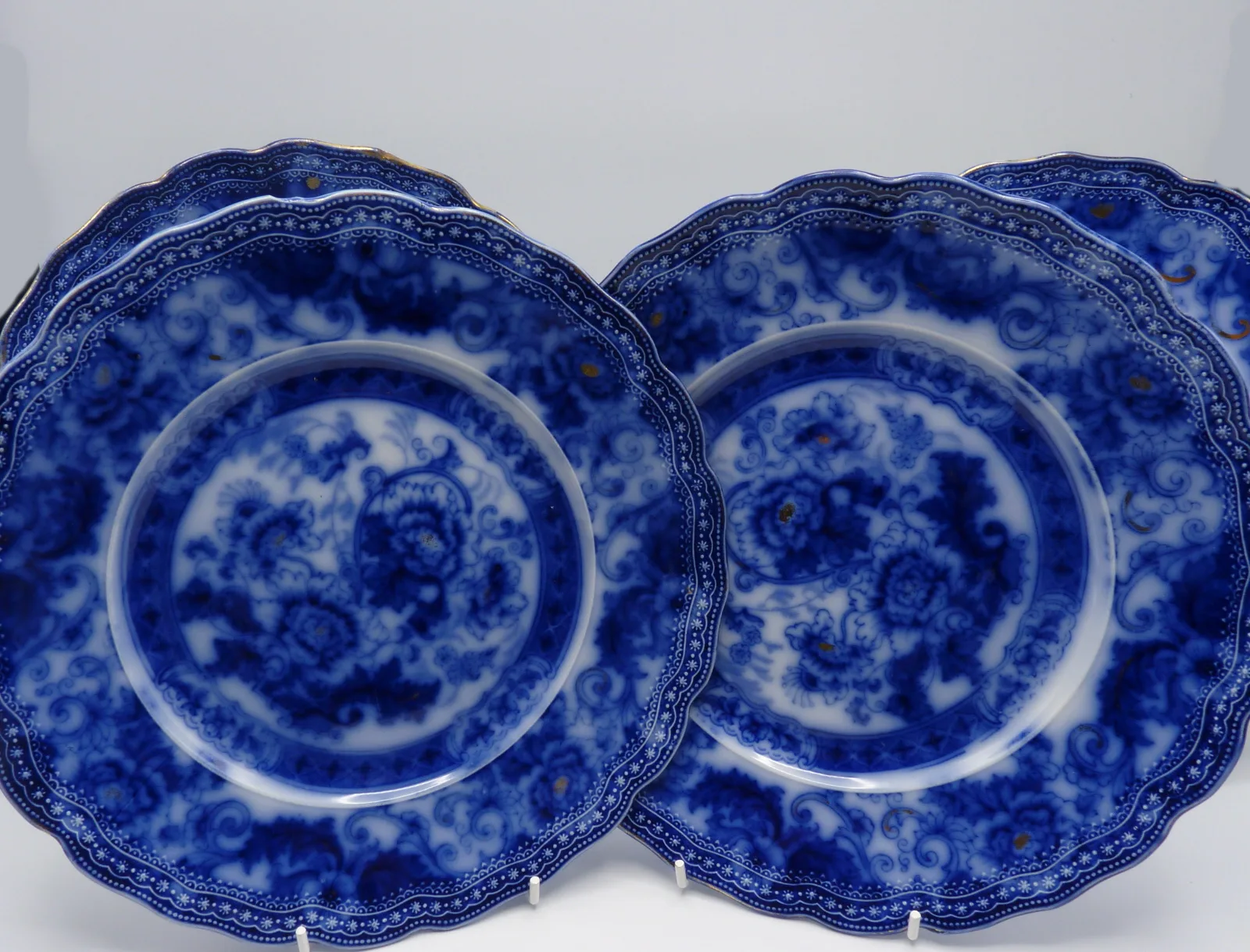 4 Flow Blue Plates "Verona" by Wood & Son - Image 3