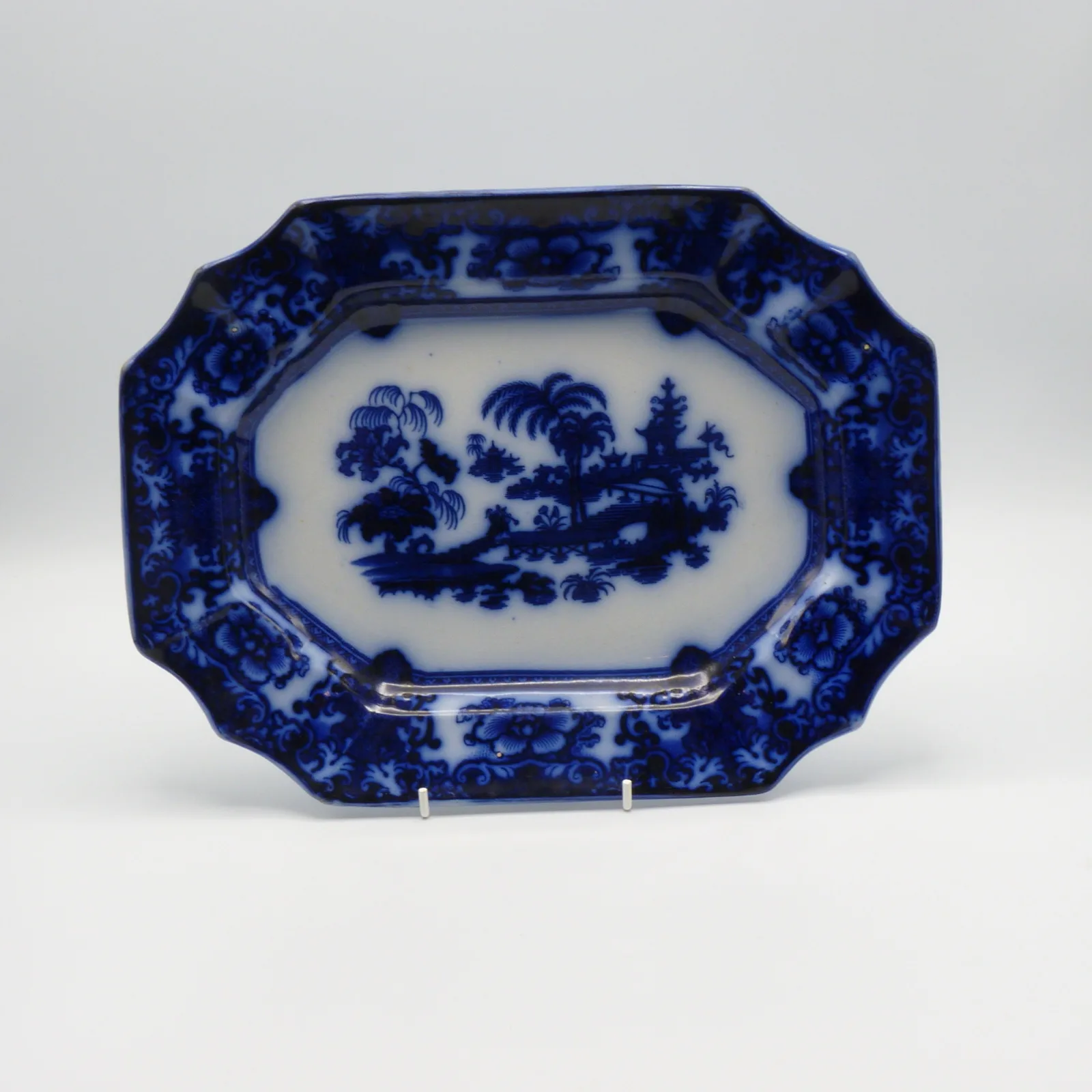Small Flow Blue Platter "Shapoo" c1848