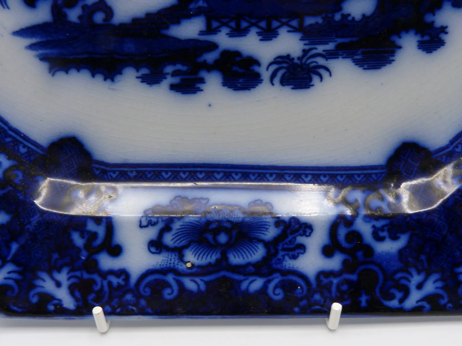 Small Flow Blue Platter "Shapoo" c1848 - Image 3