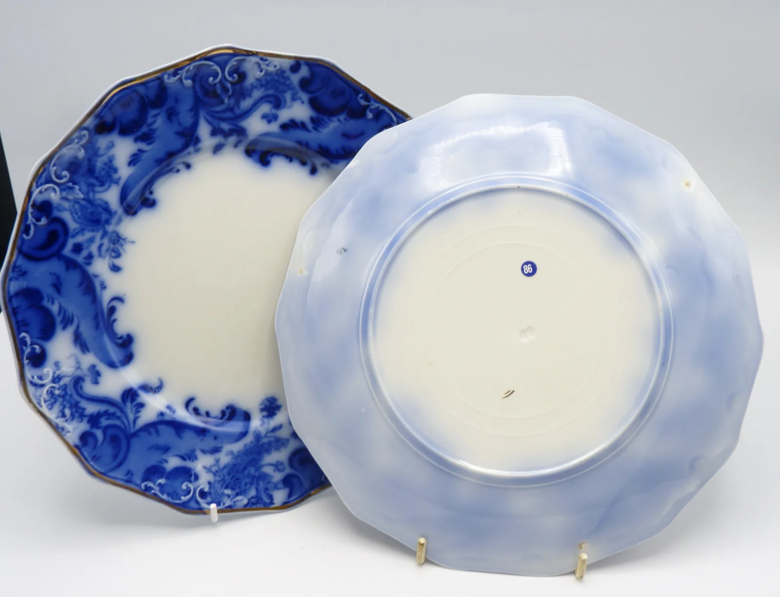 A Pair Of Flow Blue Argyle Dinner Plates - Image 3