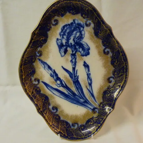 Doulton Flow Blue Iris Shaped Display Plaque / Tray