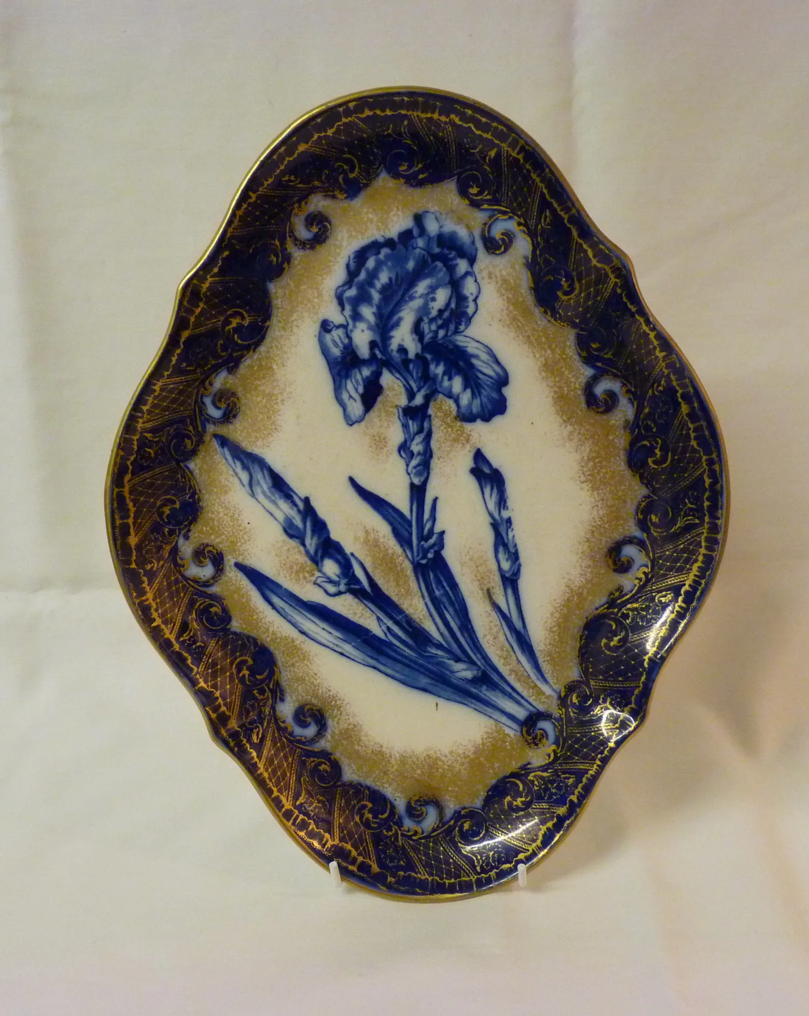 Doulton Flow Blue Iris Shaped Display Plaque / Tray