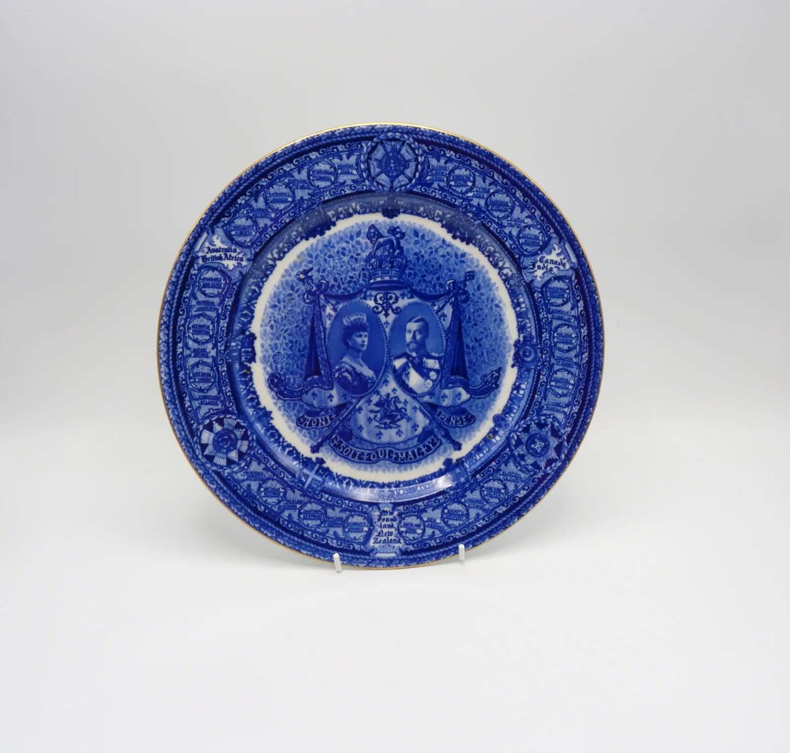 Flow Blue Commemorative Plate Coronation of King George V