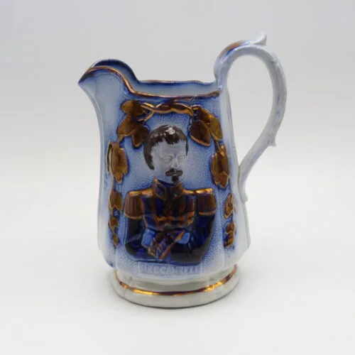 Flow Blue with Copper Lustre Commemorative Jug - Indian Rebelion