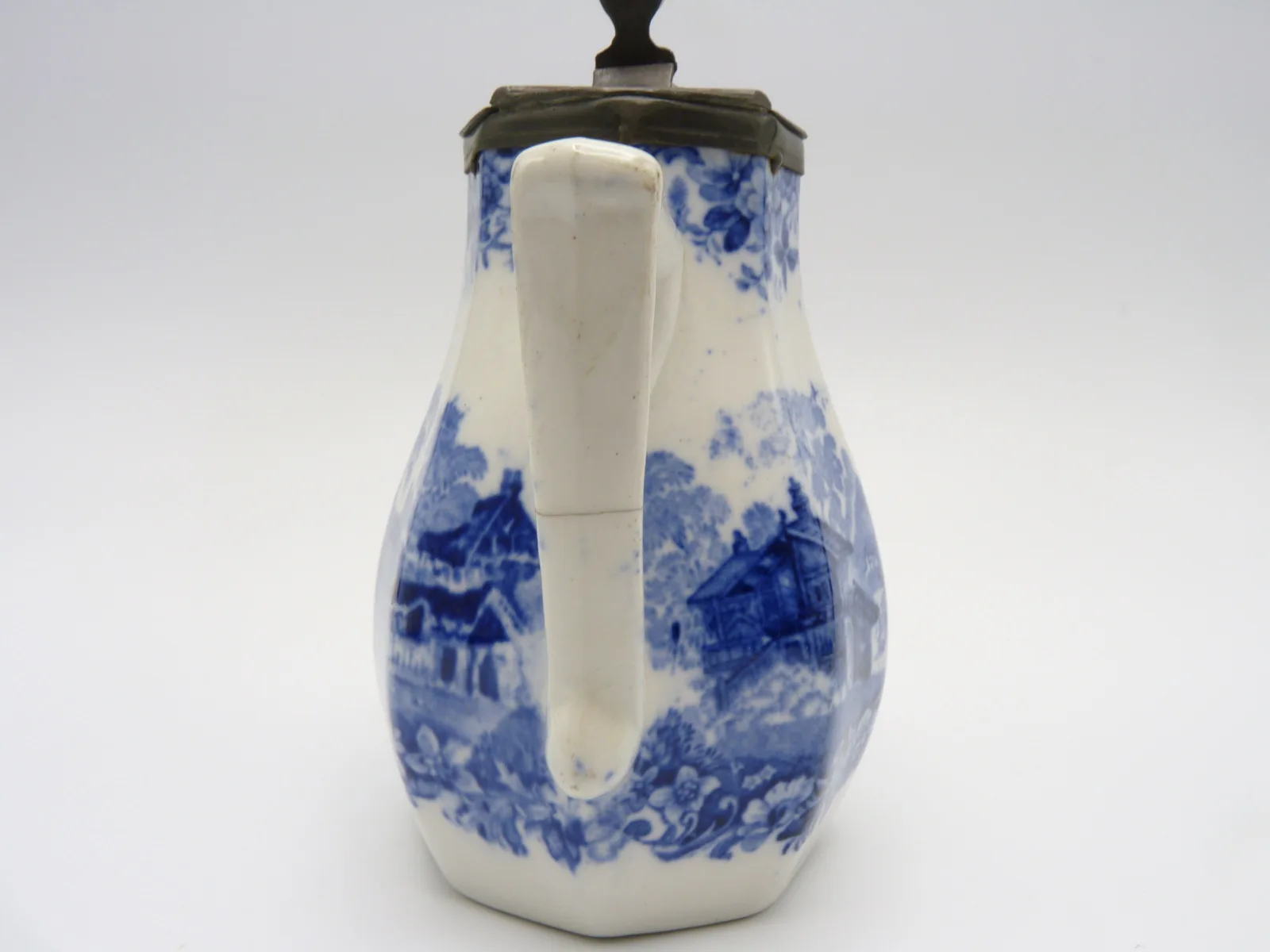 Small Face Mask Syrup Pitcher Blue & White Minton - Image 6