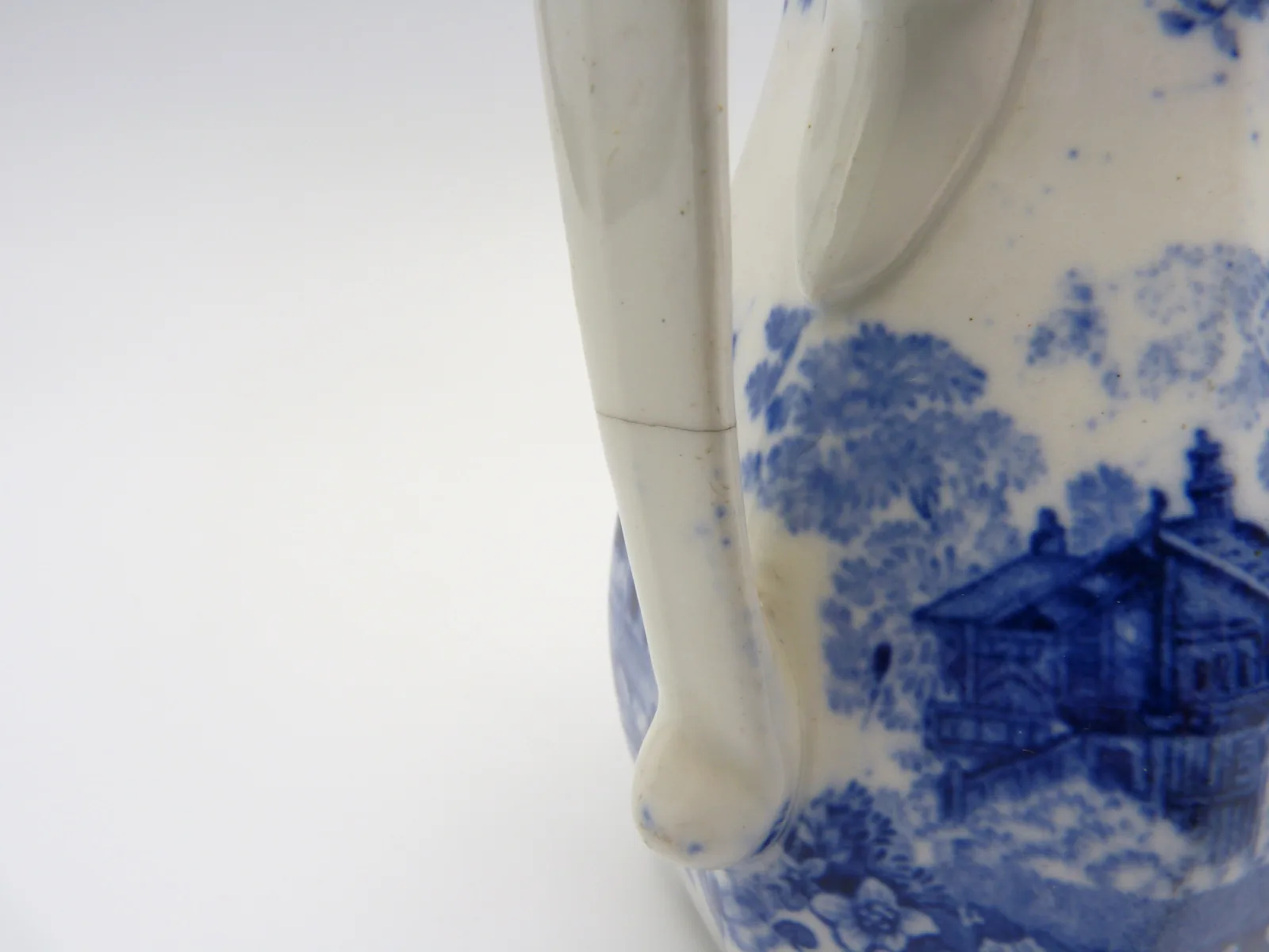 Small Face Mask Syrup Pitcher Blue & White Minton - Image 7