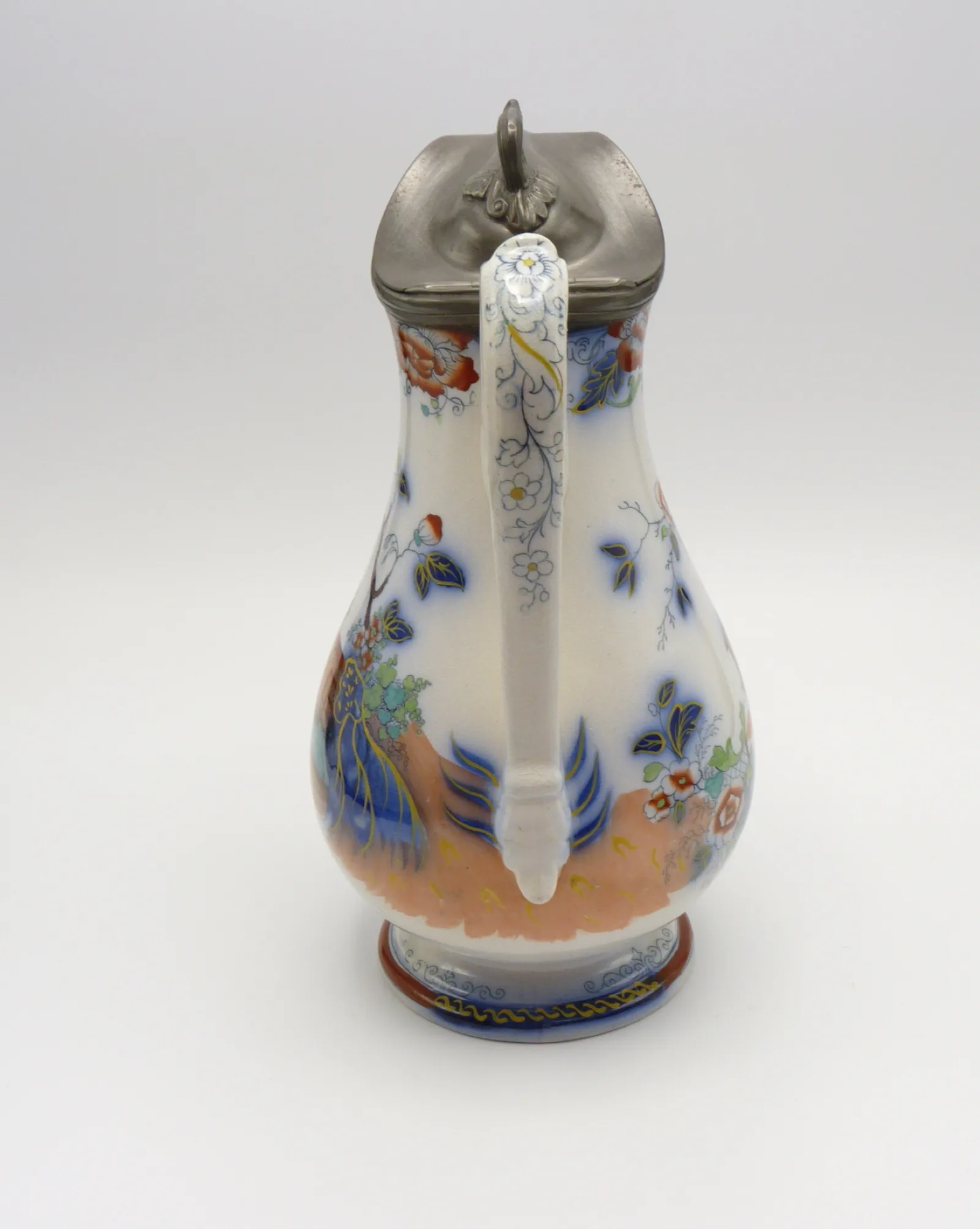 Flow Blue Polychrome Syrup Pitcher - Image 5