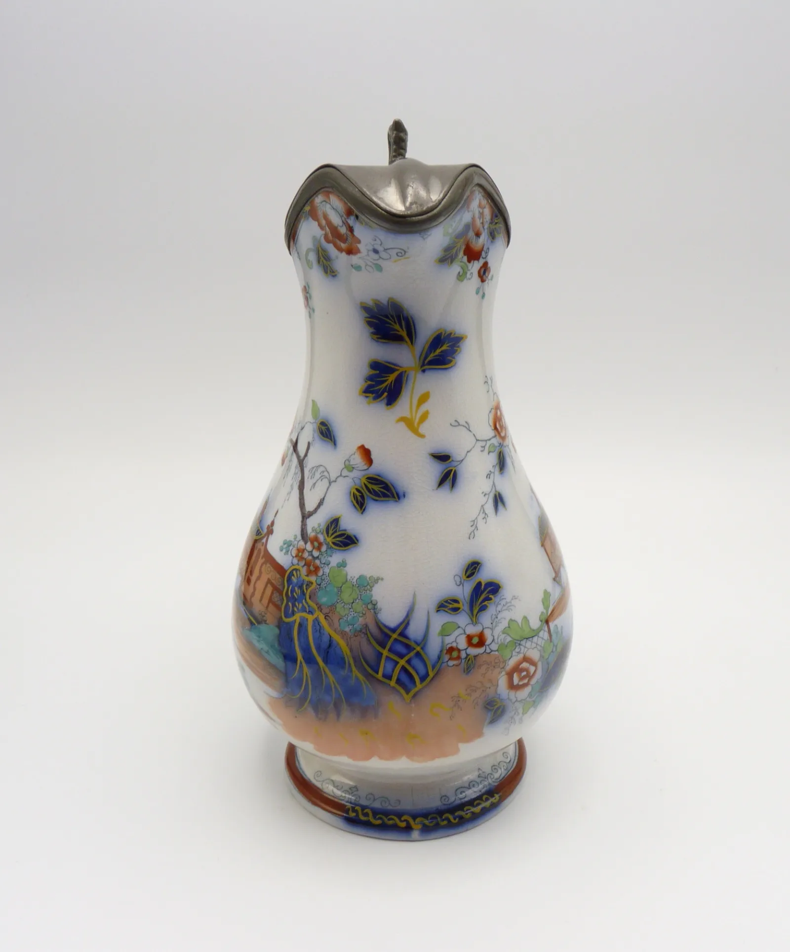 Flow Blue Polychrome Syrup Pitcher - Image 7