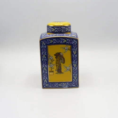 Mason Blue & Yellow Ground Tea Caddy a/f