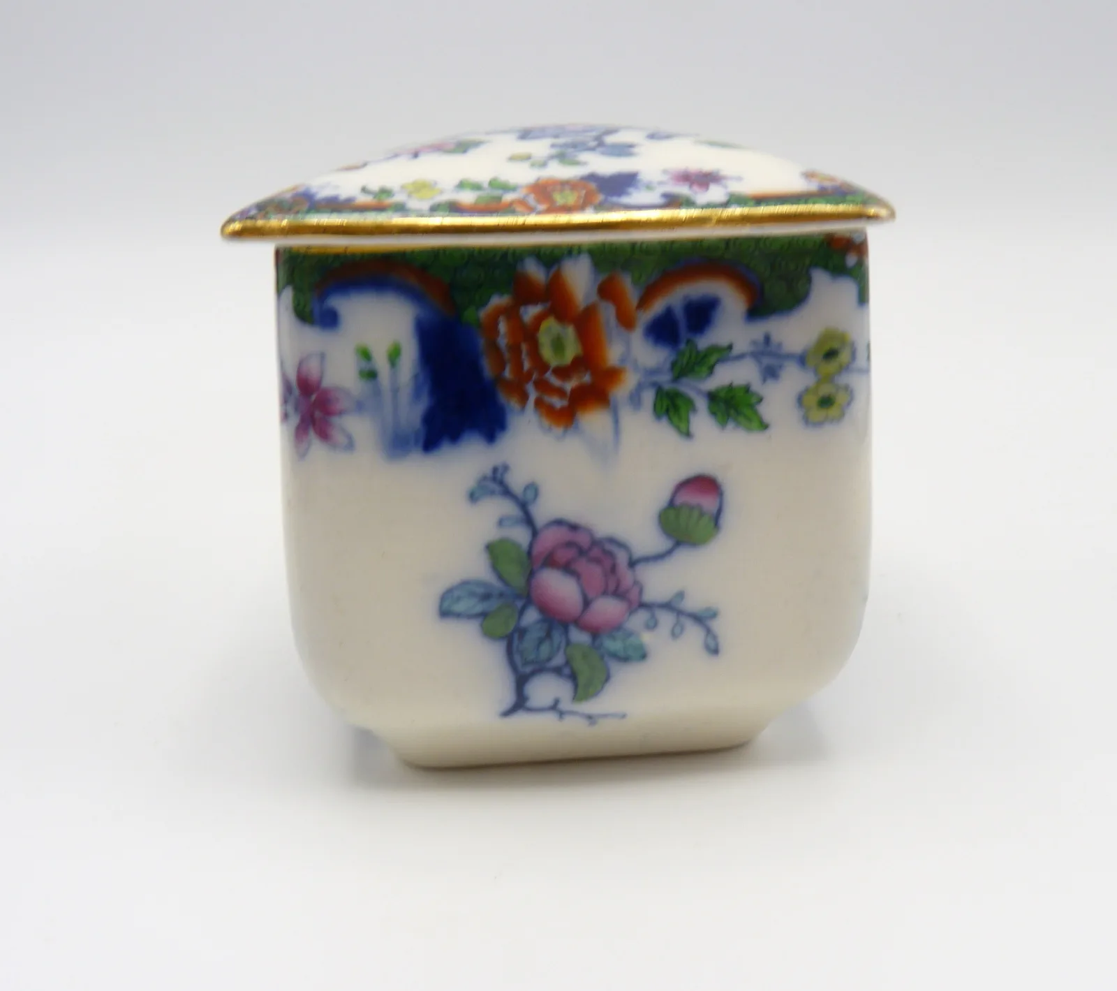 Doulton  Flow Blue,Polychrome, Green Ground  Trinket Pot - Image 8
