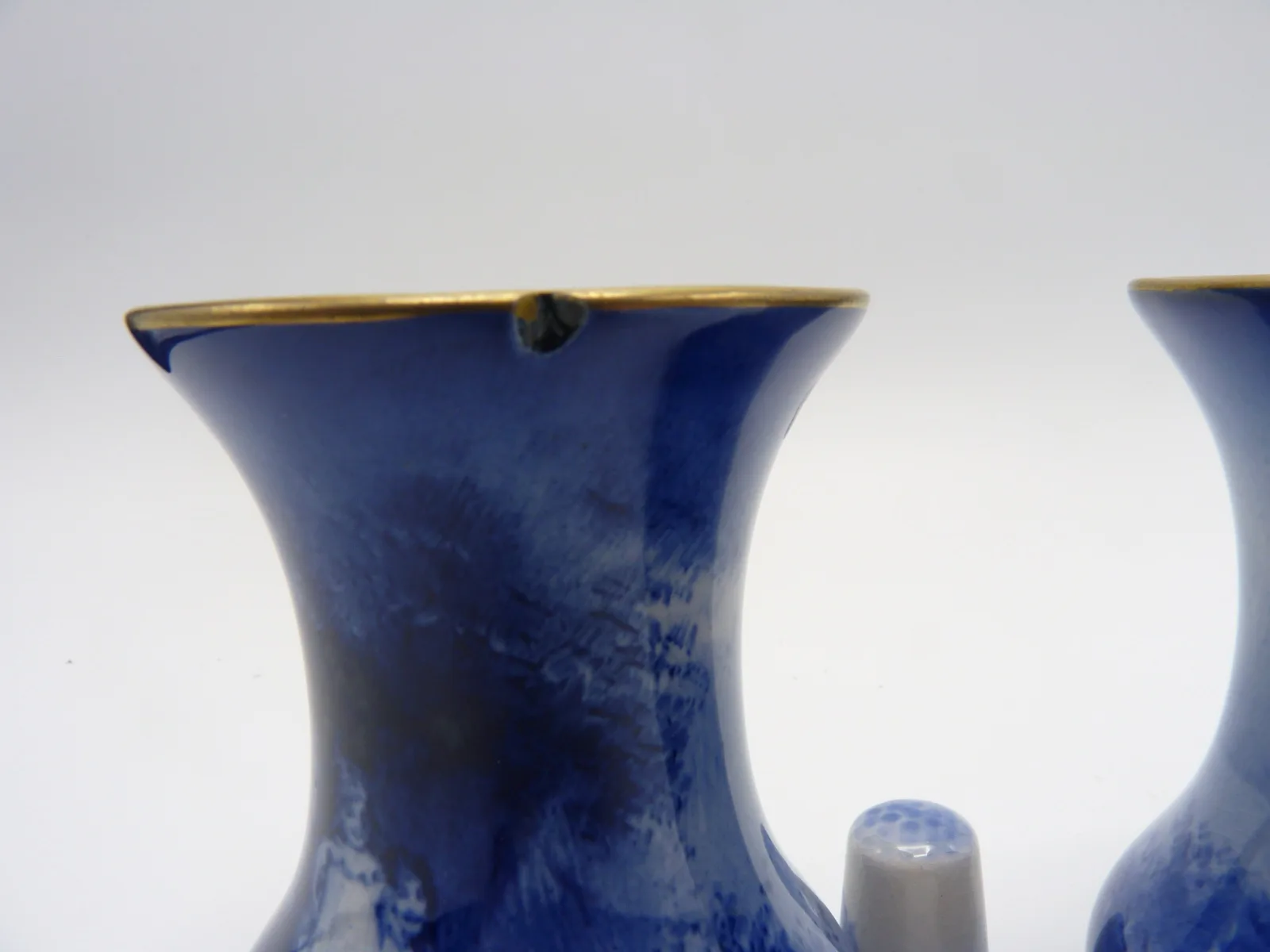 Pair of Small Doulton Blue Children Vases - Children & Dog - Girl & Basket - Image 7