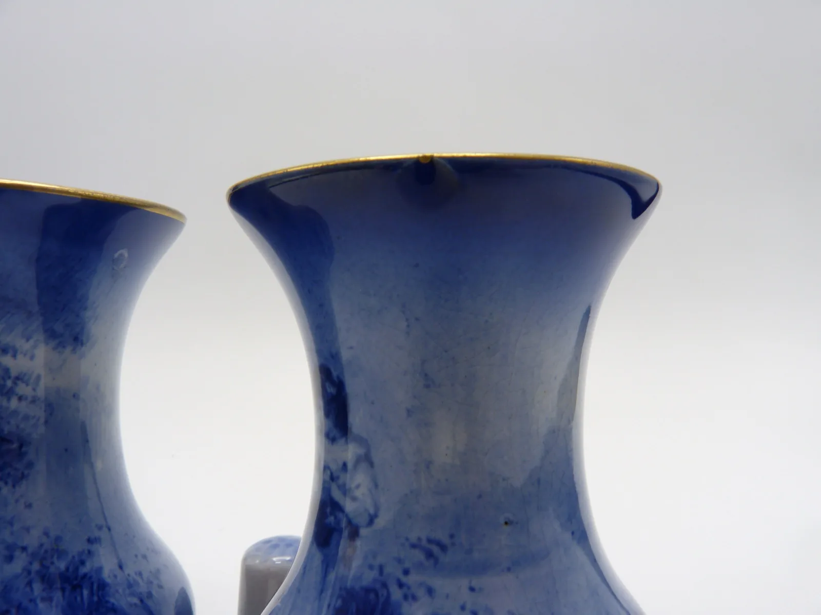 Pair of Small Doulton Blue Children Vases - Children & Dog - Girl & Basket - Image 6