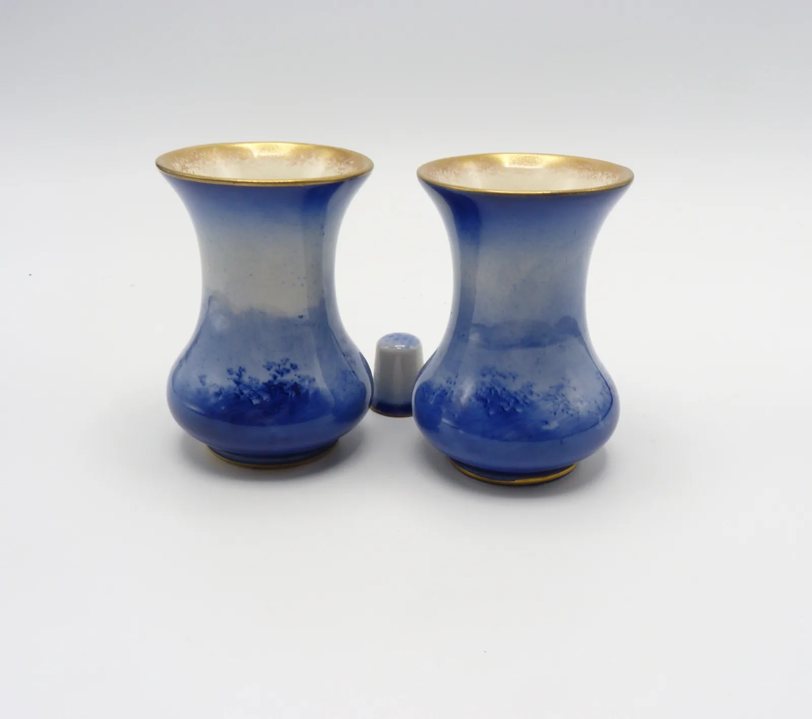 Pair of Small Doulton Blue Children Vases - Children & Dog - Girl & Basket - Image 5