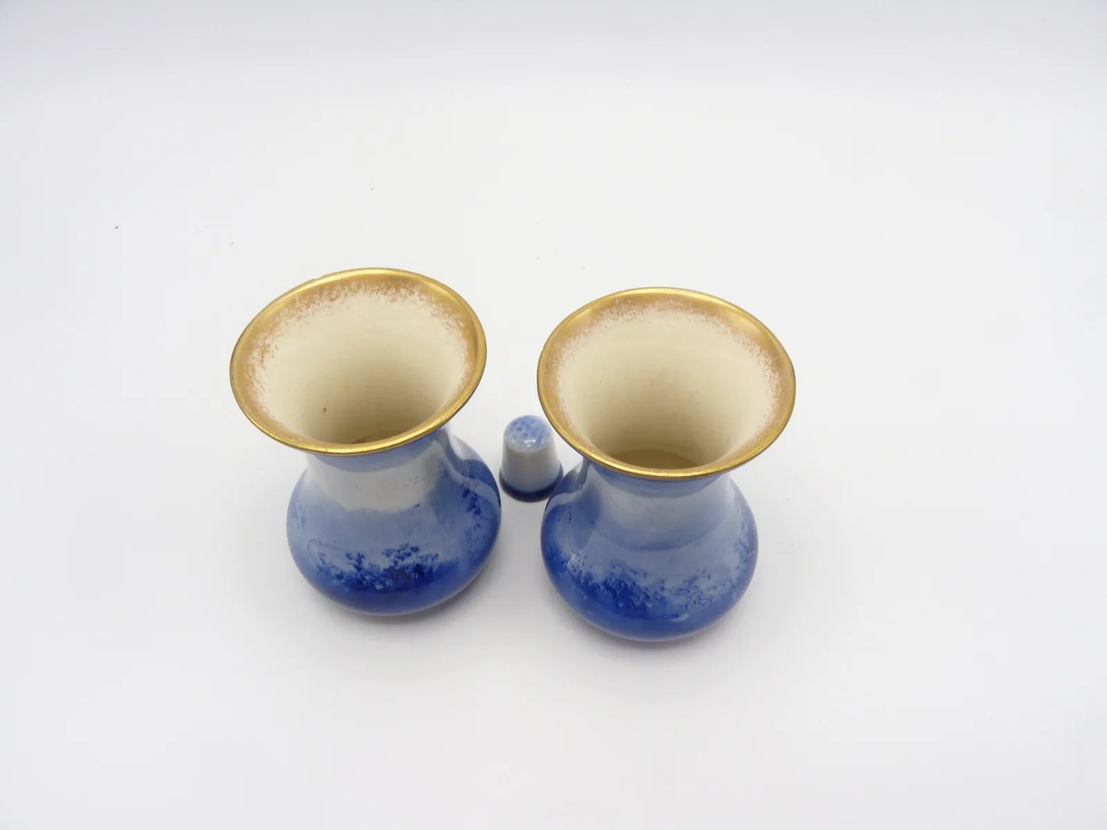 Pair of Small Doulton Blue Children Vases - Children & Dog - Girl & Basket - Image 4