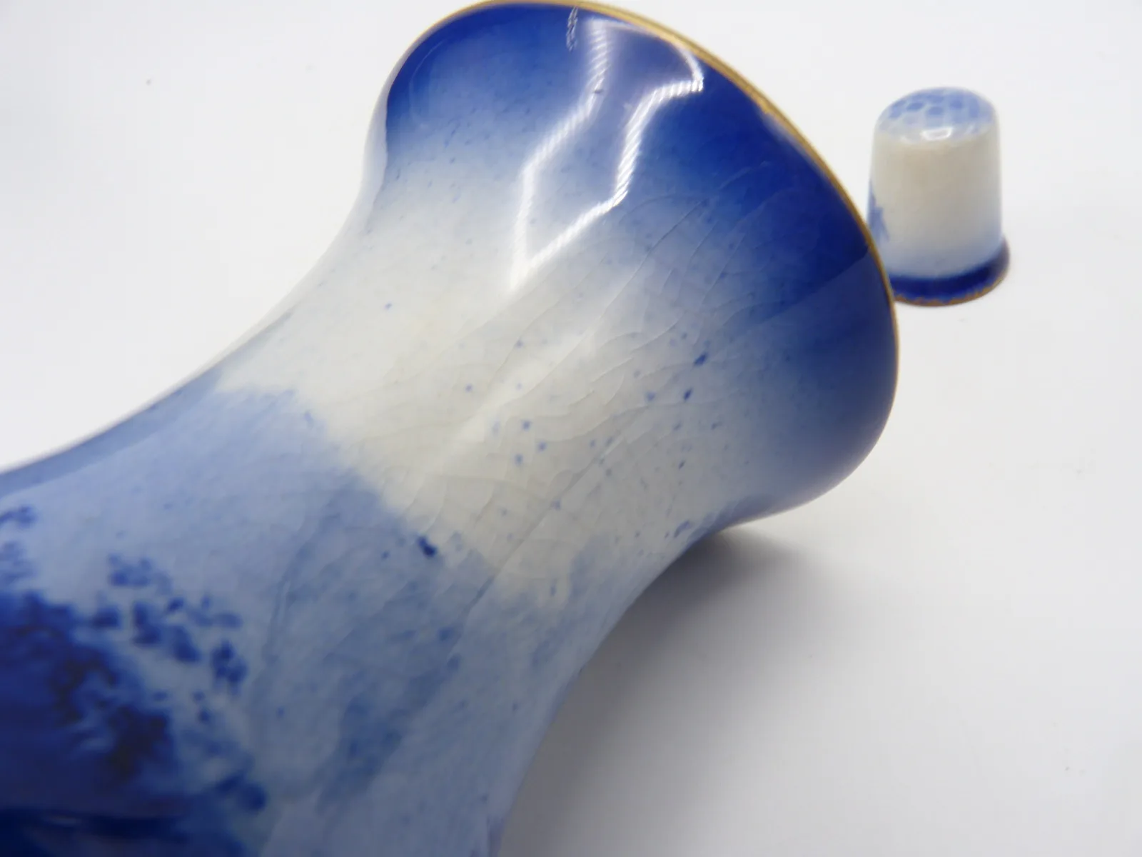 Pair of Small Doulton Blue Children Vases - Children & Dog - Girl & Basket - Image 2