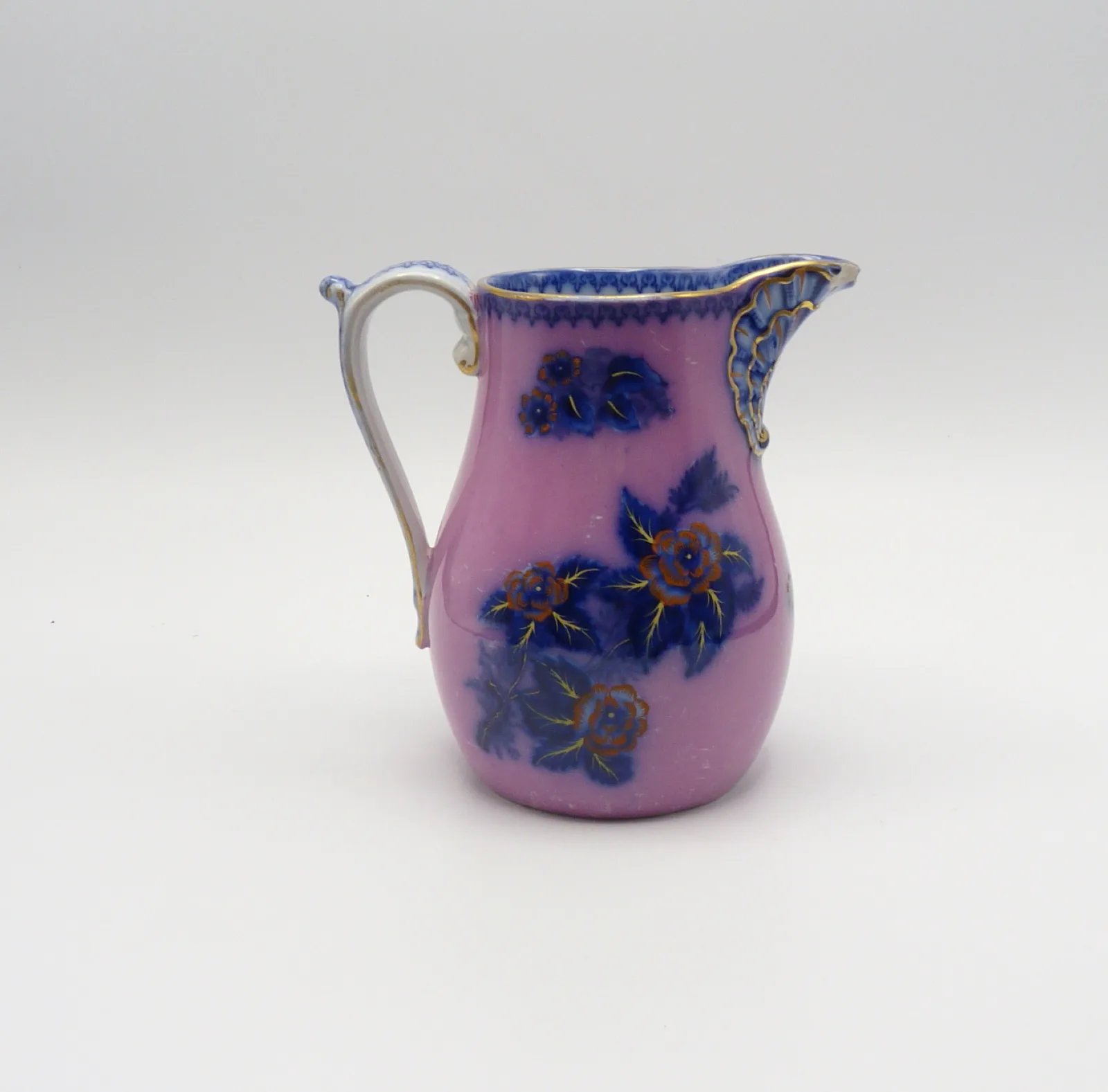 Copeland Pink Ground and Flow Blue Copeland Jug
