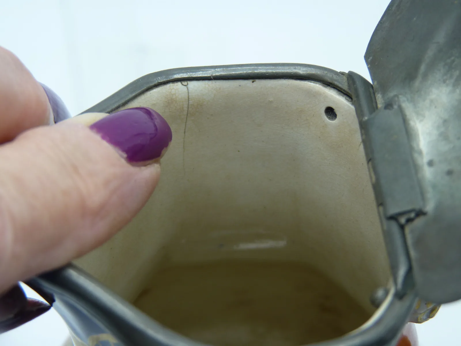 Orange Ground and Polychrome Small Syrup Pitcher - Image 8