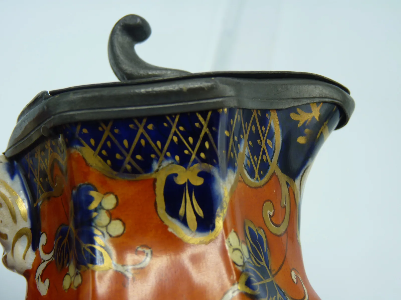 Orange Ground and Polychrome Small Syrup Pitcher - Image 7