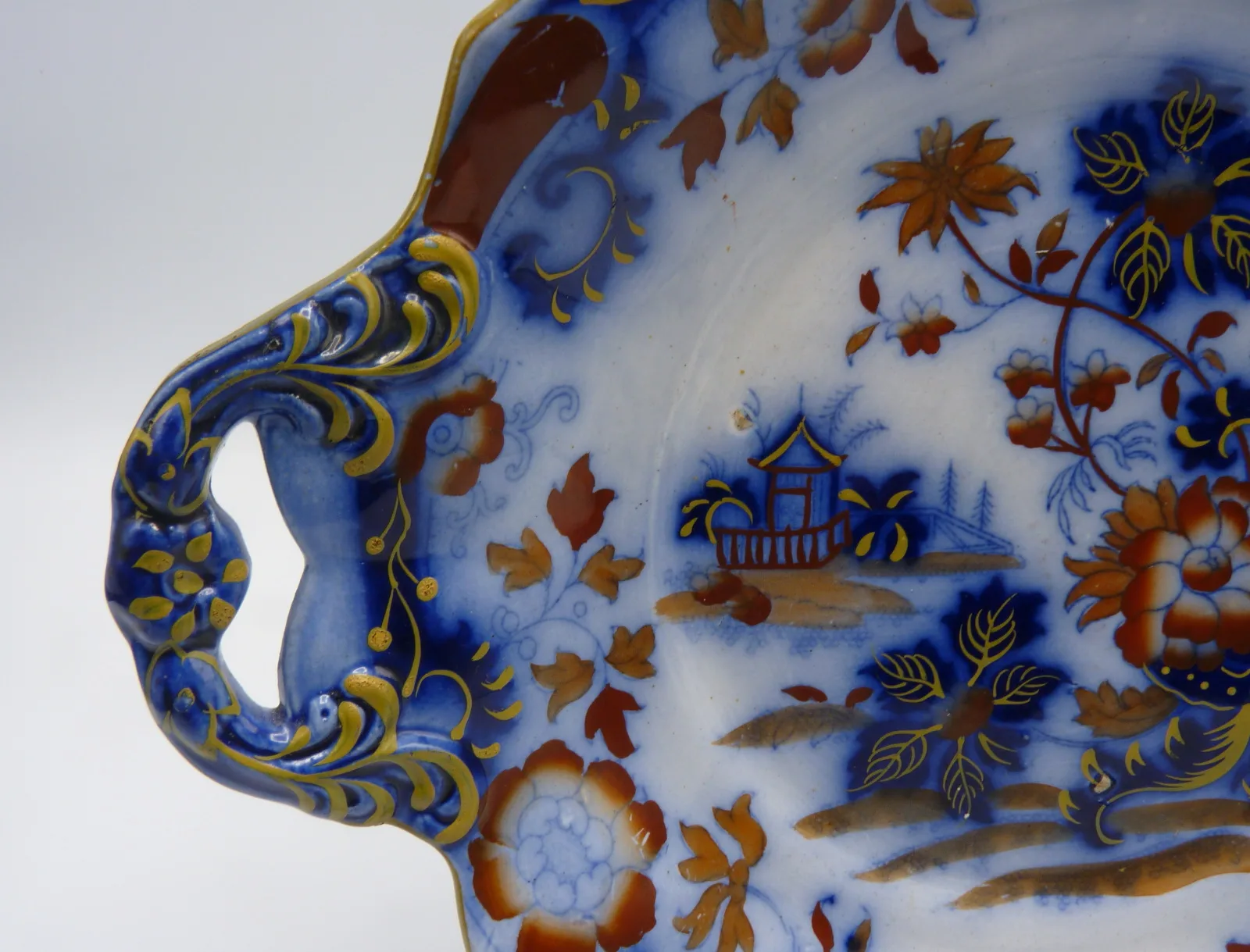 Flow Blue Polychrome Amherst Japan - Image 3