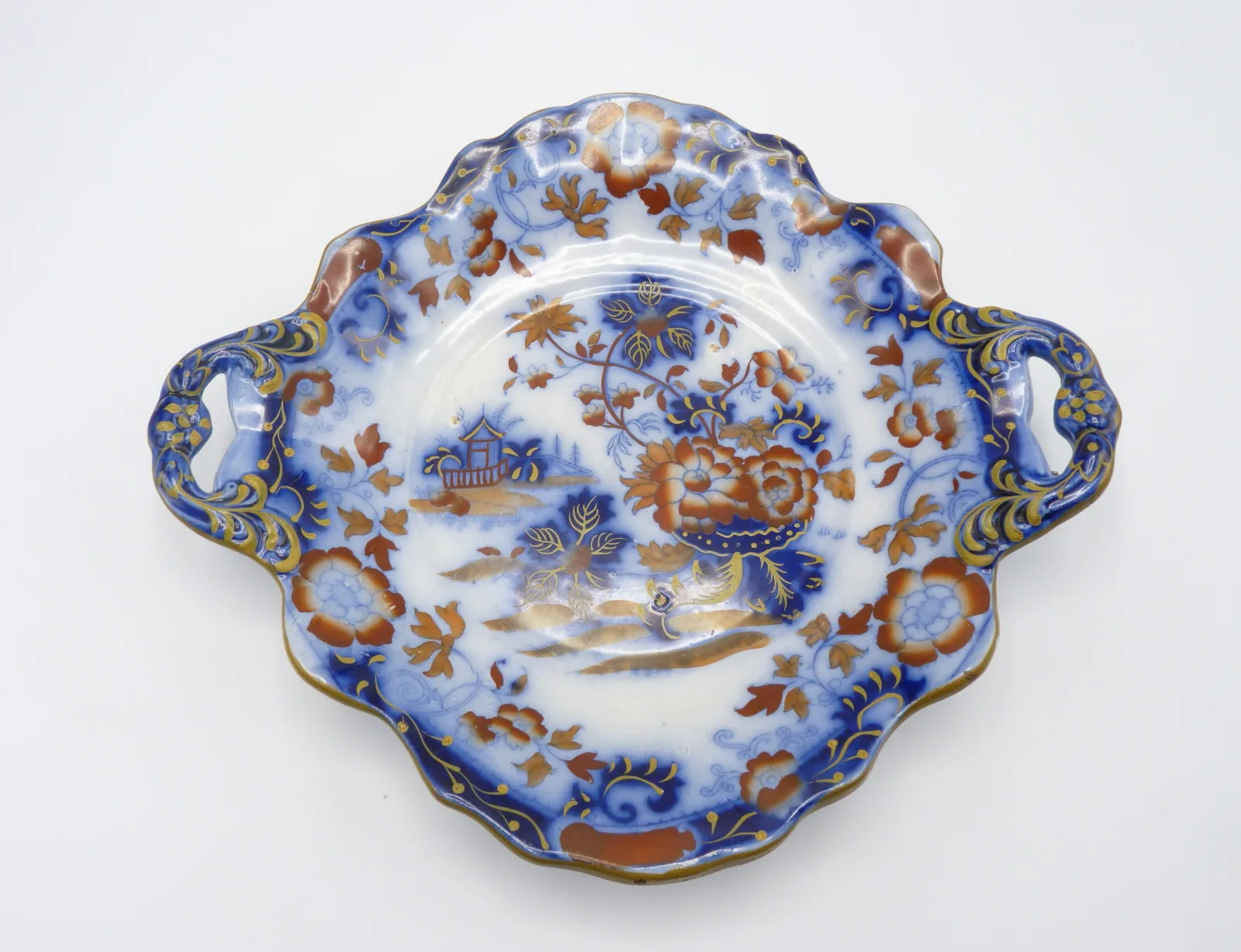 Flow Blue Polychrome Amherst Japan - Image 4