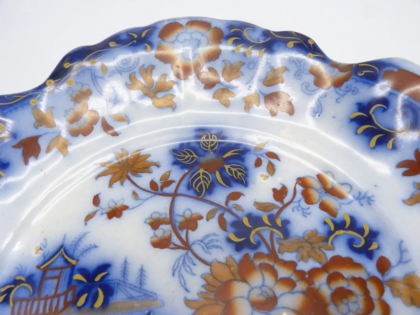 Flow Blue Polychrome Amherst Japan - Image 8