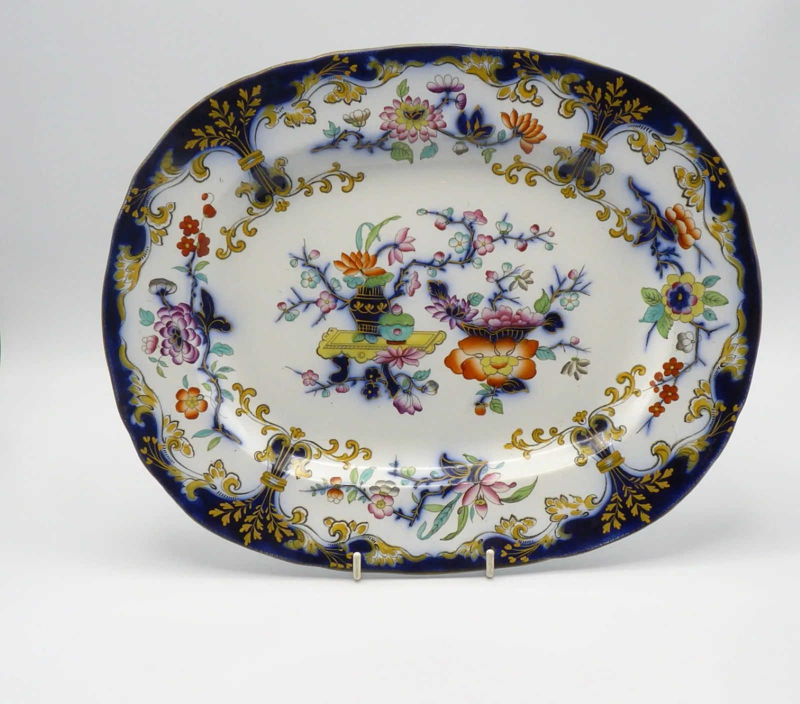 Flow Blue Polychrome Platter c1854 Minton
