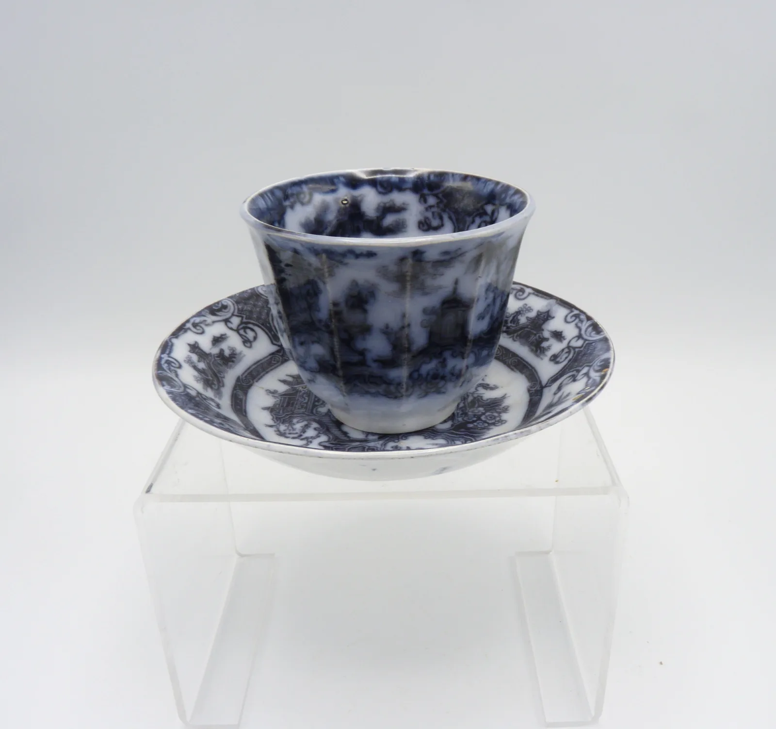 Mulberry Handless Cup and Saucer c1845
