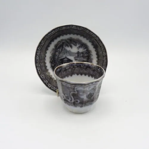 Mulberry Handless Cup & Saucer c1850