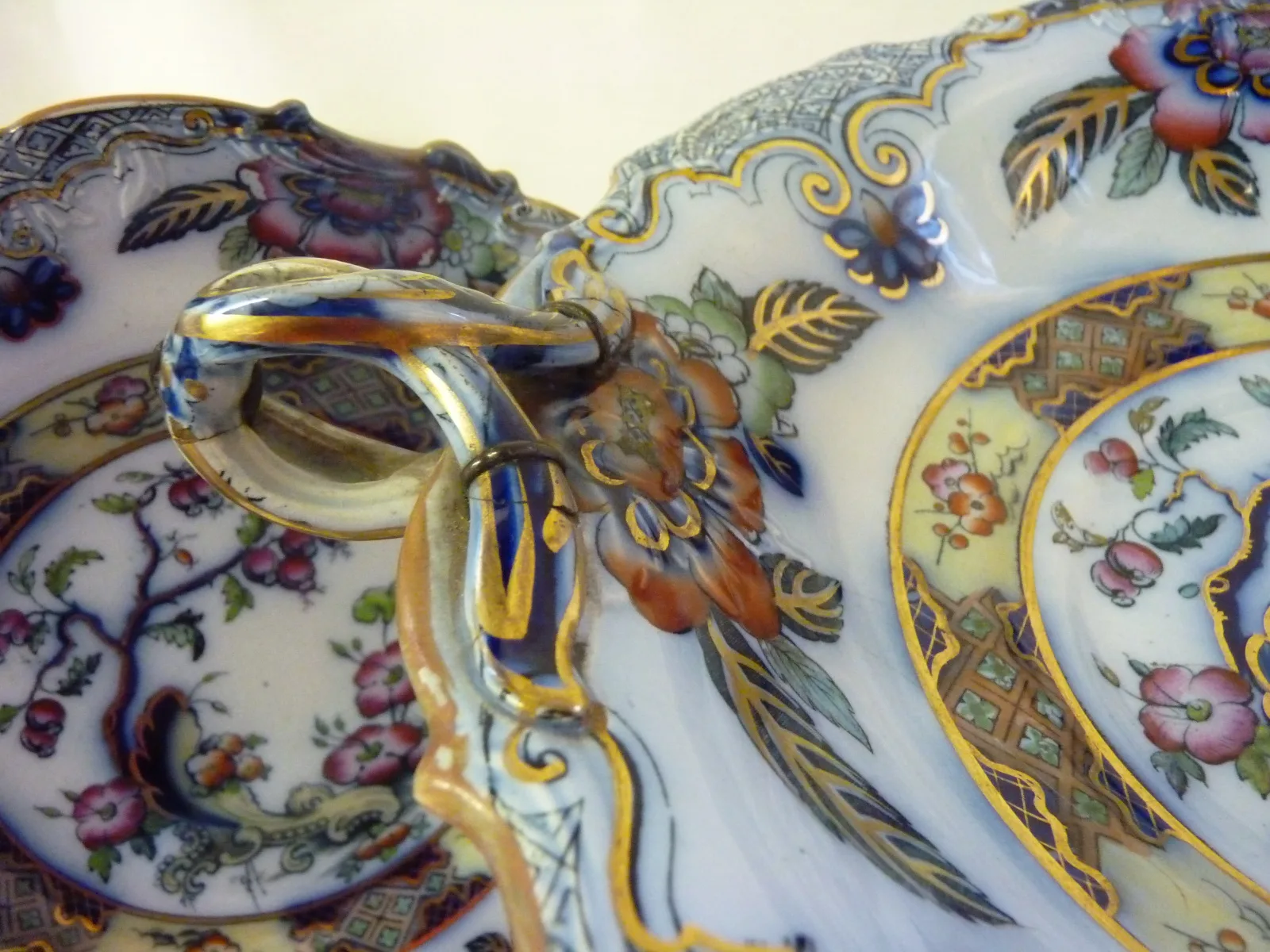 Flow Blue Polychrome Dessert Service "Ceylon" Charles Meigh - Image 2