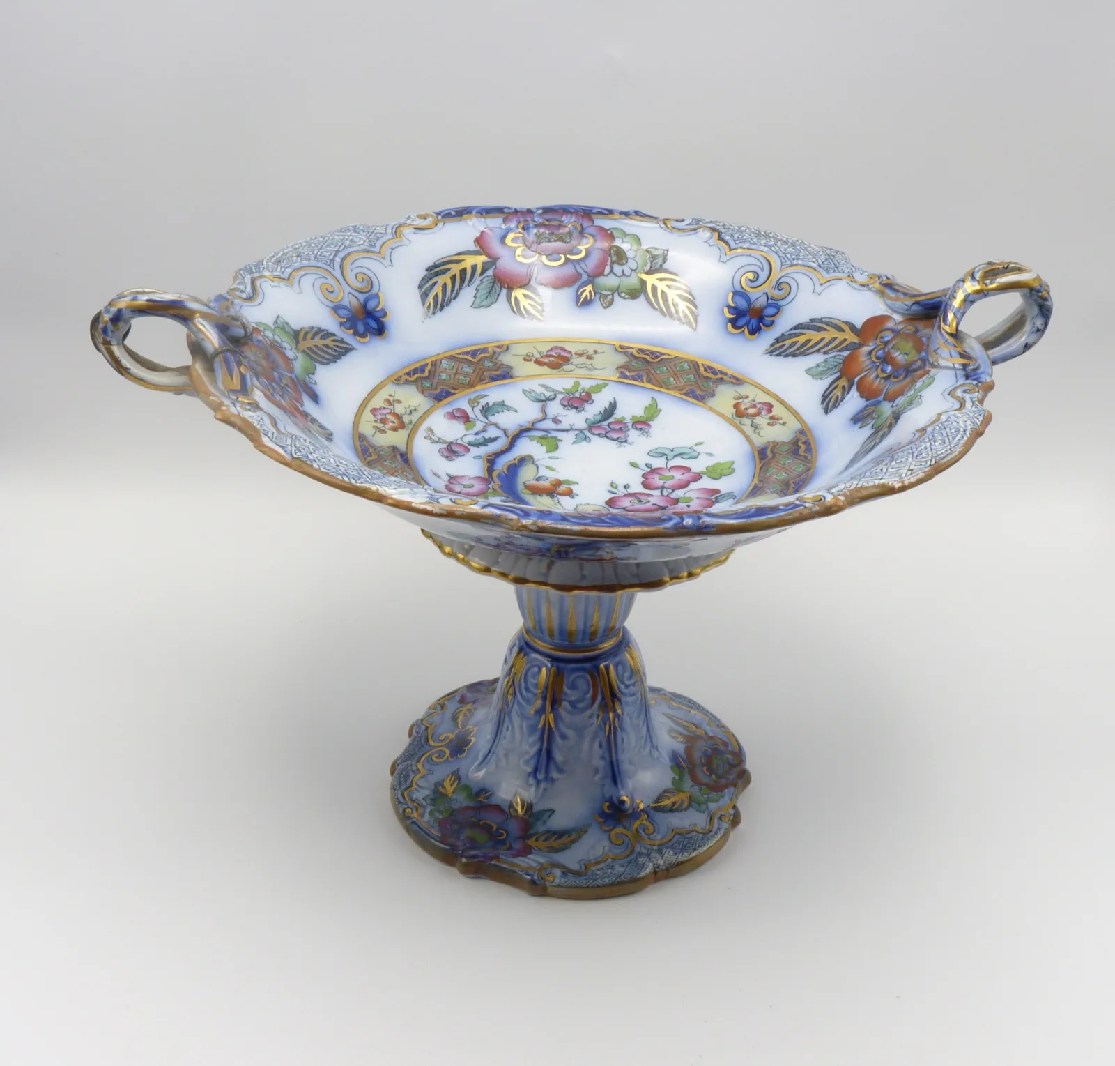Flow Blue Polychrome Dessert Service "Ceylon" Charles Meigh - Image 3