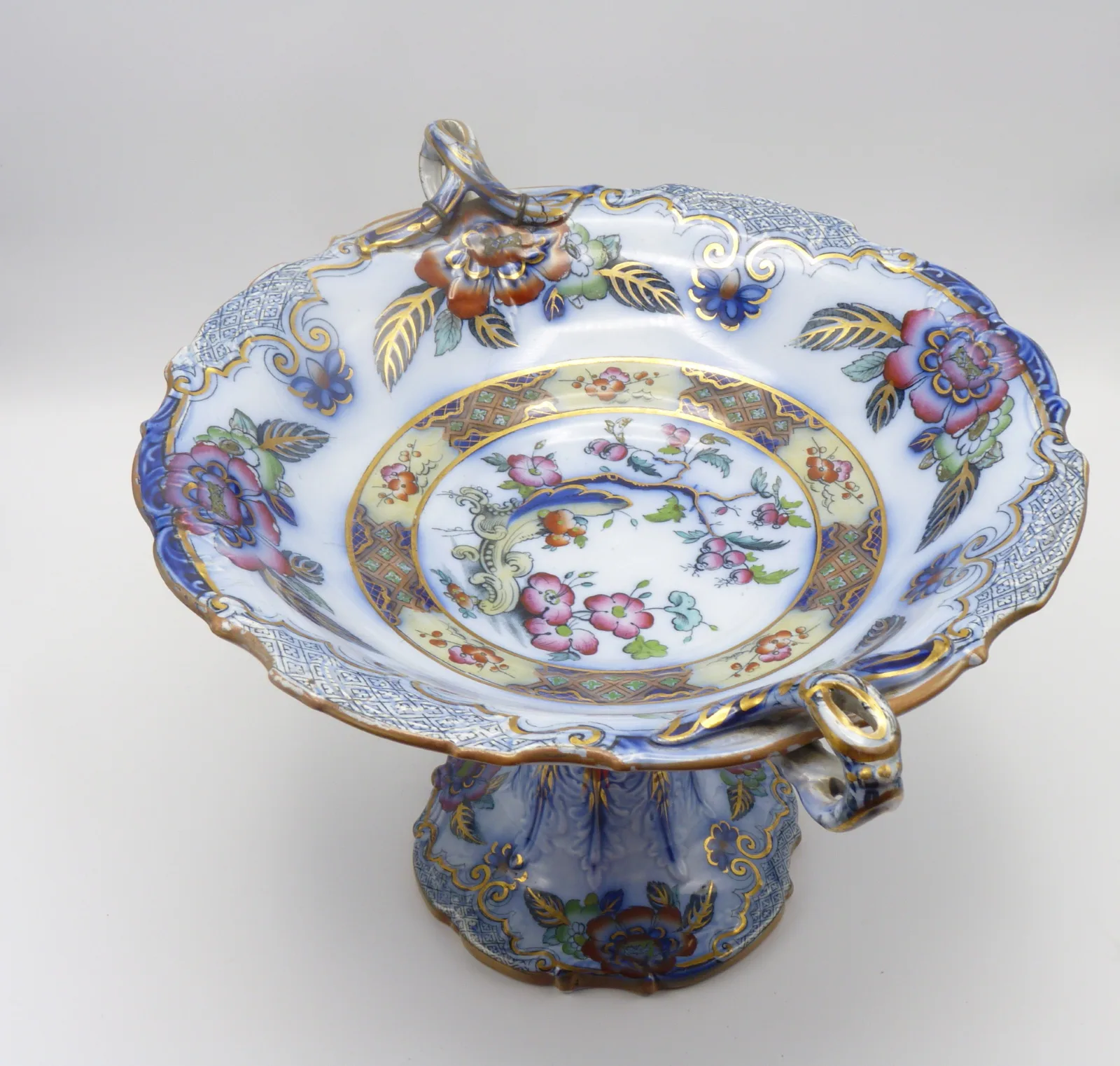 Flow Blue Polychrome Dessert Service "Ceylon" Charles Meigh - Image 4