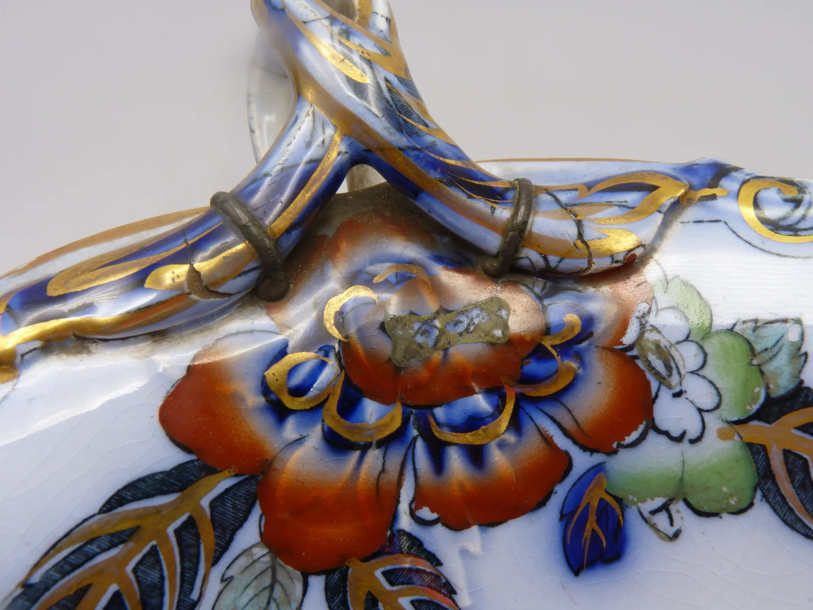 Flow Blue Polychrome Dessert Service "Ceylon" Charles Meigh - Image 5