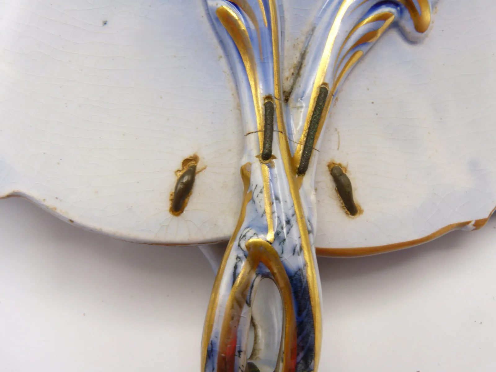 Flow Blue Polychrome Dessert Service "Ceylon" Charles Meigh - Image 7