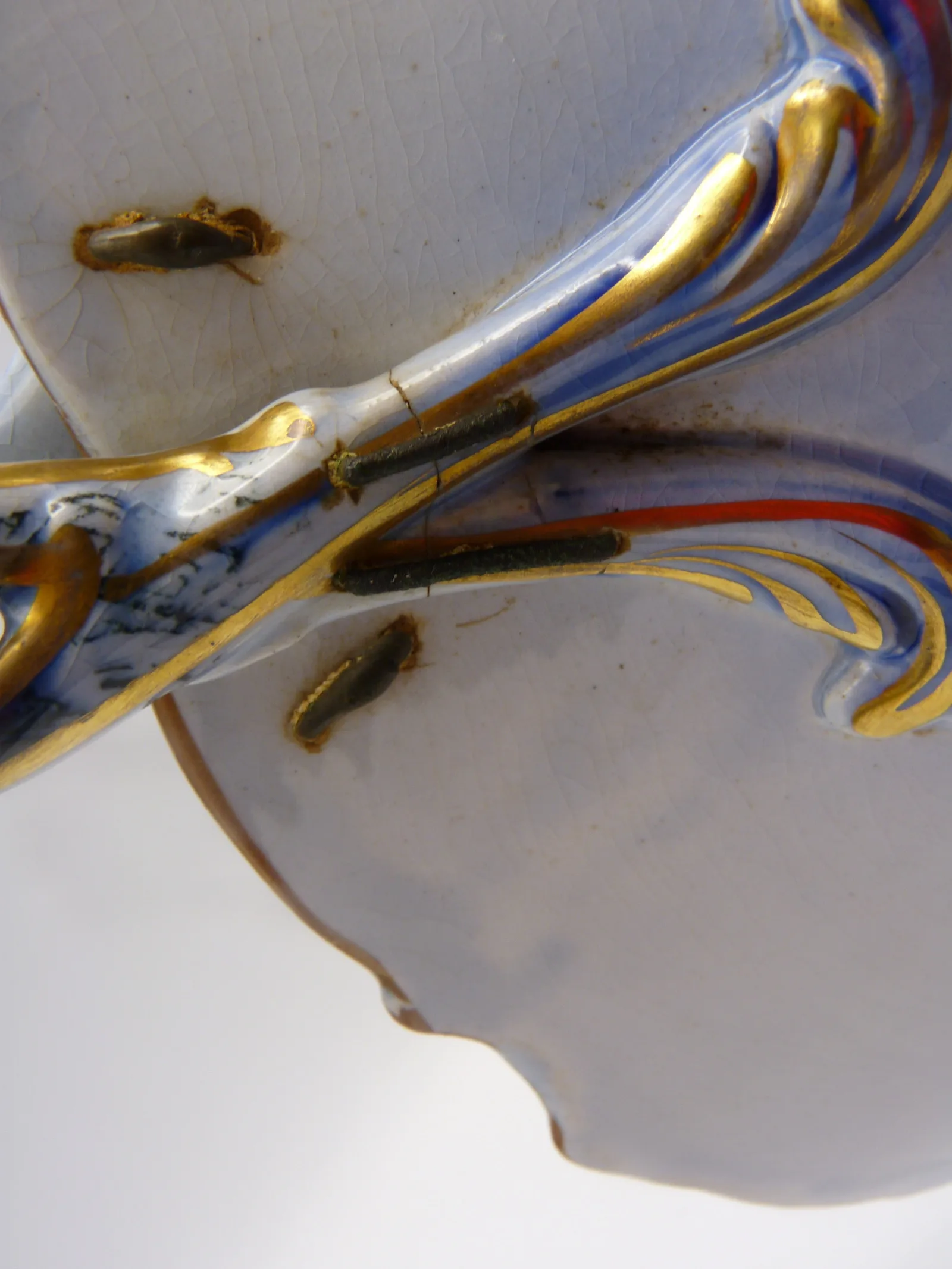 Flow Blue Polychrome Dessert Service "Ceylon" Charles Meigh - Image 10