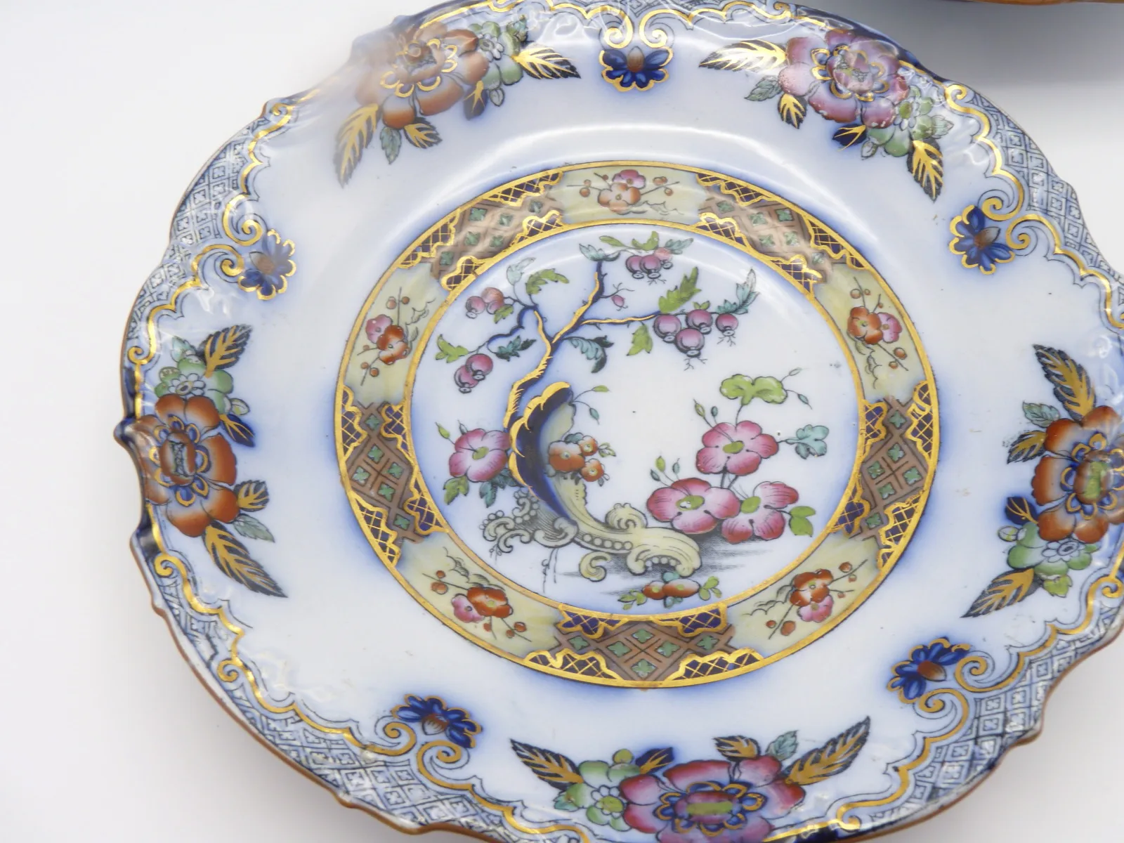 Flow Blue Polychrome Dessert Service "Ceylon" Charles Meigh - Image 12