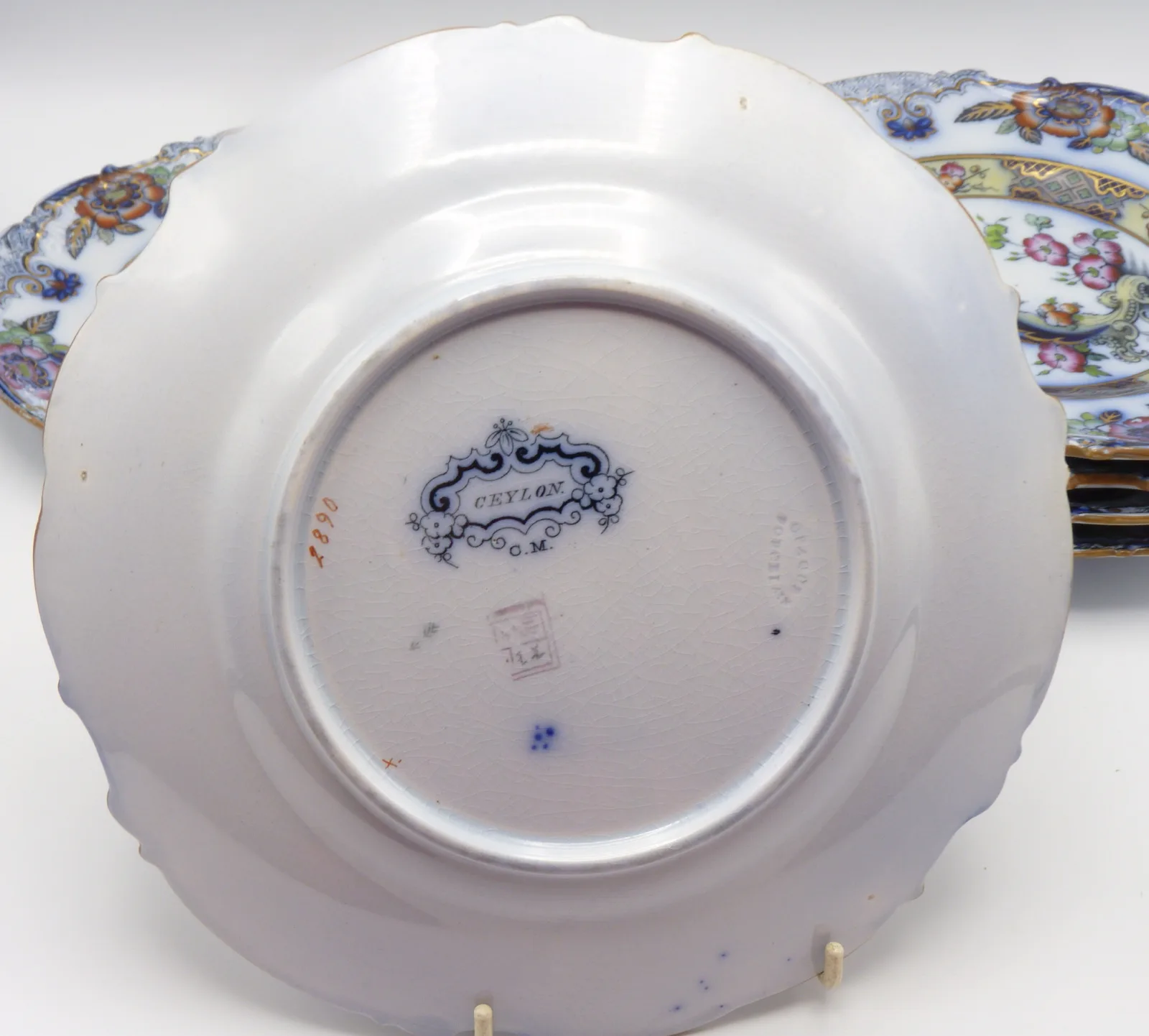 Flow Blue Polychrome Dessert Service "Ceylon" Charles Meigh - Image 25