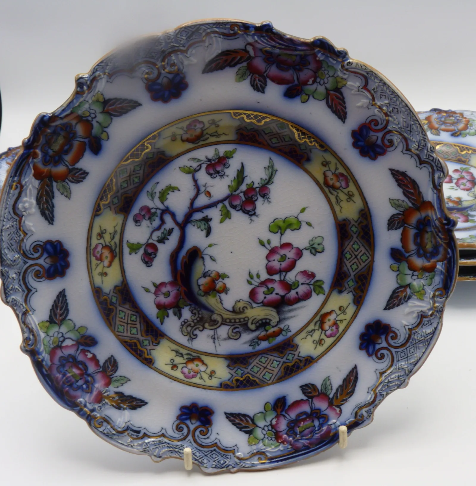 Flow Blue Polychrome Dessert Service "Ceylon" Charles Meigh - Image 27