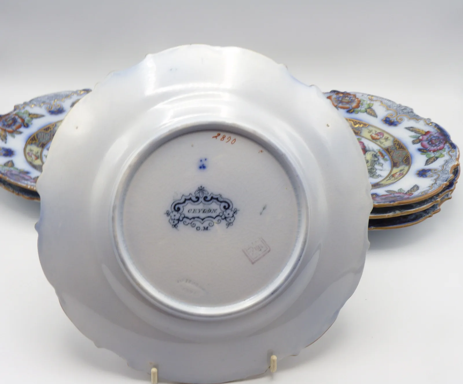 Flow Blue Polychrome Dessert Service "Ceylon" Charles Meigh - Image 28