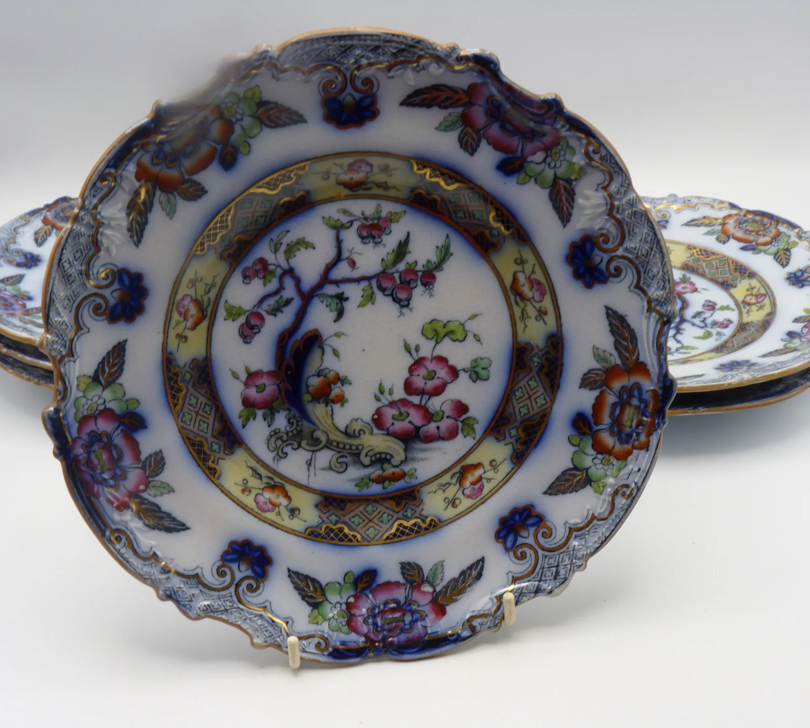 Flow Blue Polychrome Dessert Service "Ceylon" Charles Meigh - Image 29
