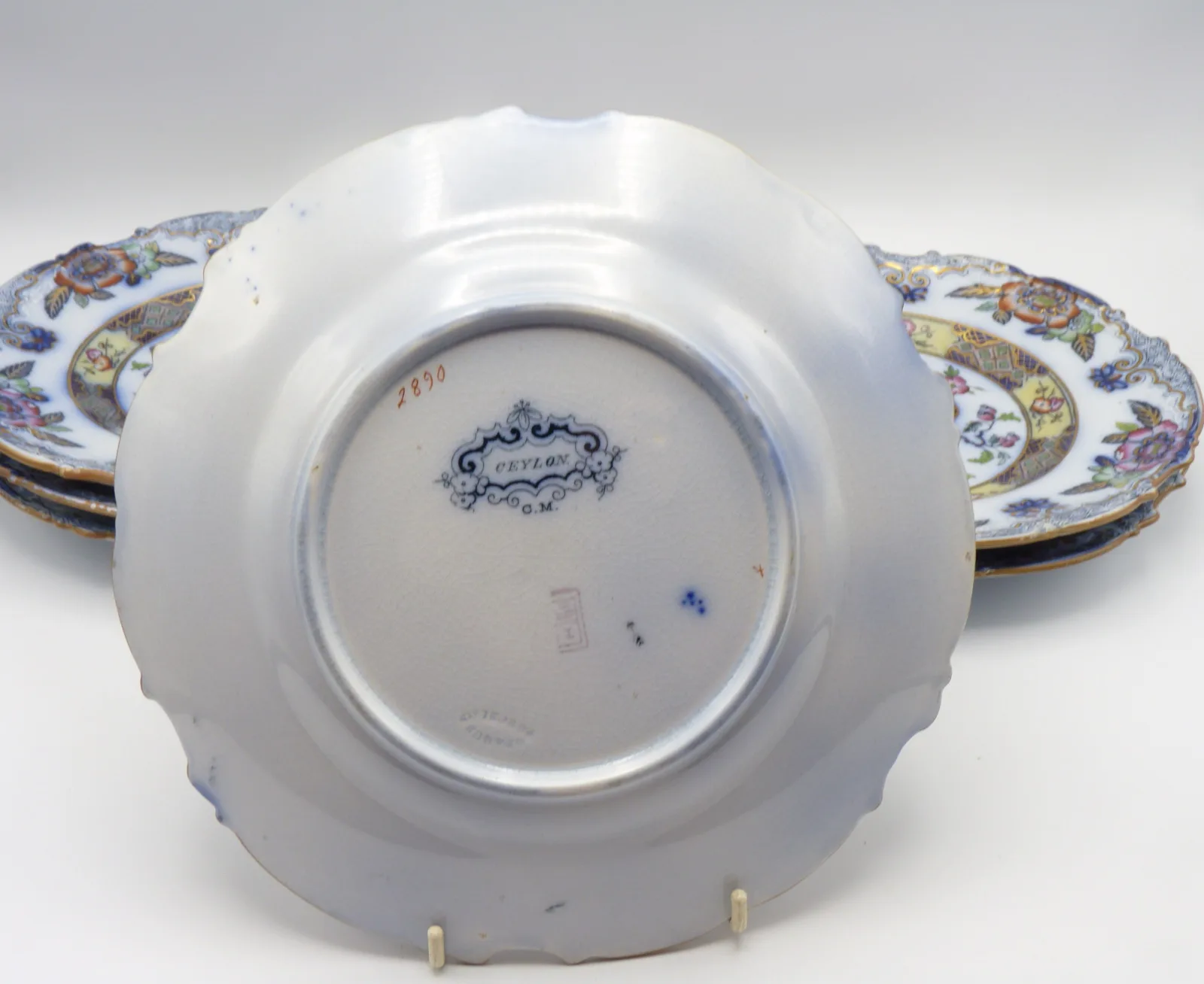Flow Blue Polychrome Dessert Service "Ceylon" Charles Meigh - Image 30