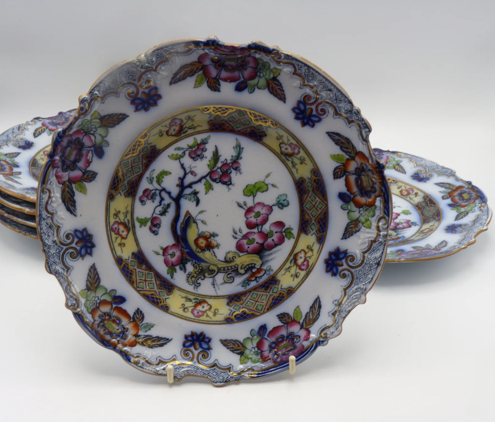 Flow Blue Polychrome Dessert Service "Ceylon" Charles Meigh - Image 31